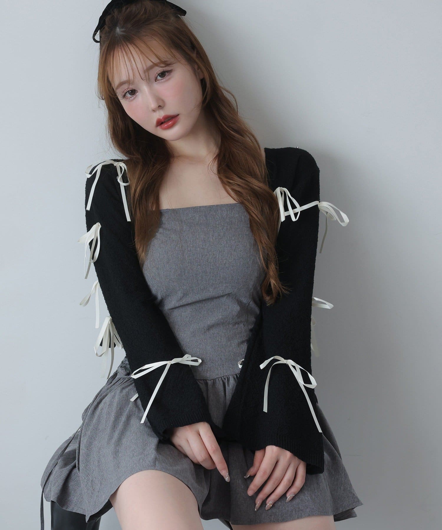 one after another NICE CLAUP(ワンアフターアナザー ナイスクラップ) 【Mode Ribbon Collection】リボンいっぱいカーディガン