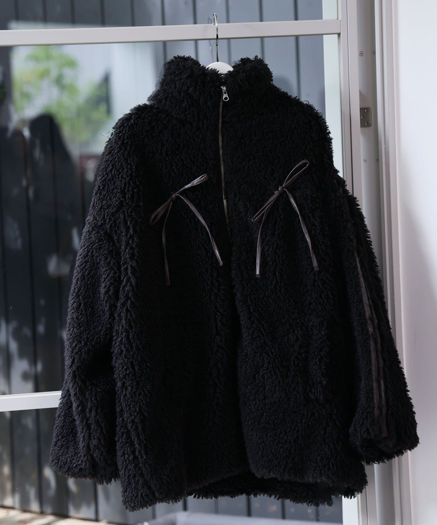 one after another NICE CLAUP(ワンアフターアナザー ナイスクラップ) 【リバイバル】リボンボアブルゾン/リボン取り外し可能