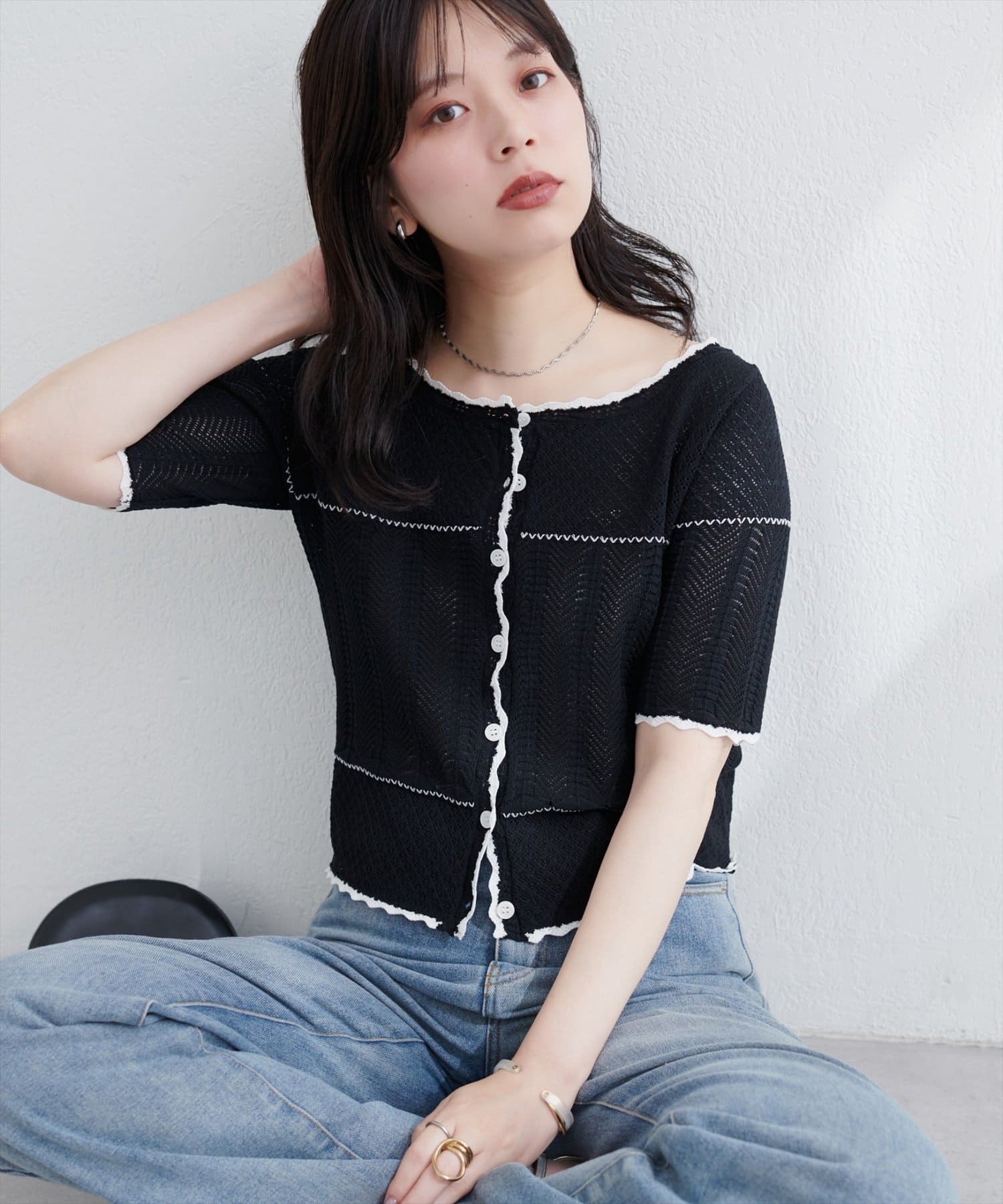 natural couture(ナチュラルクチュール) クロシェ編みカーデ