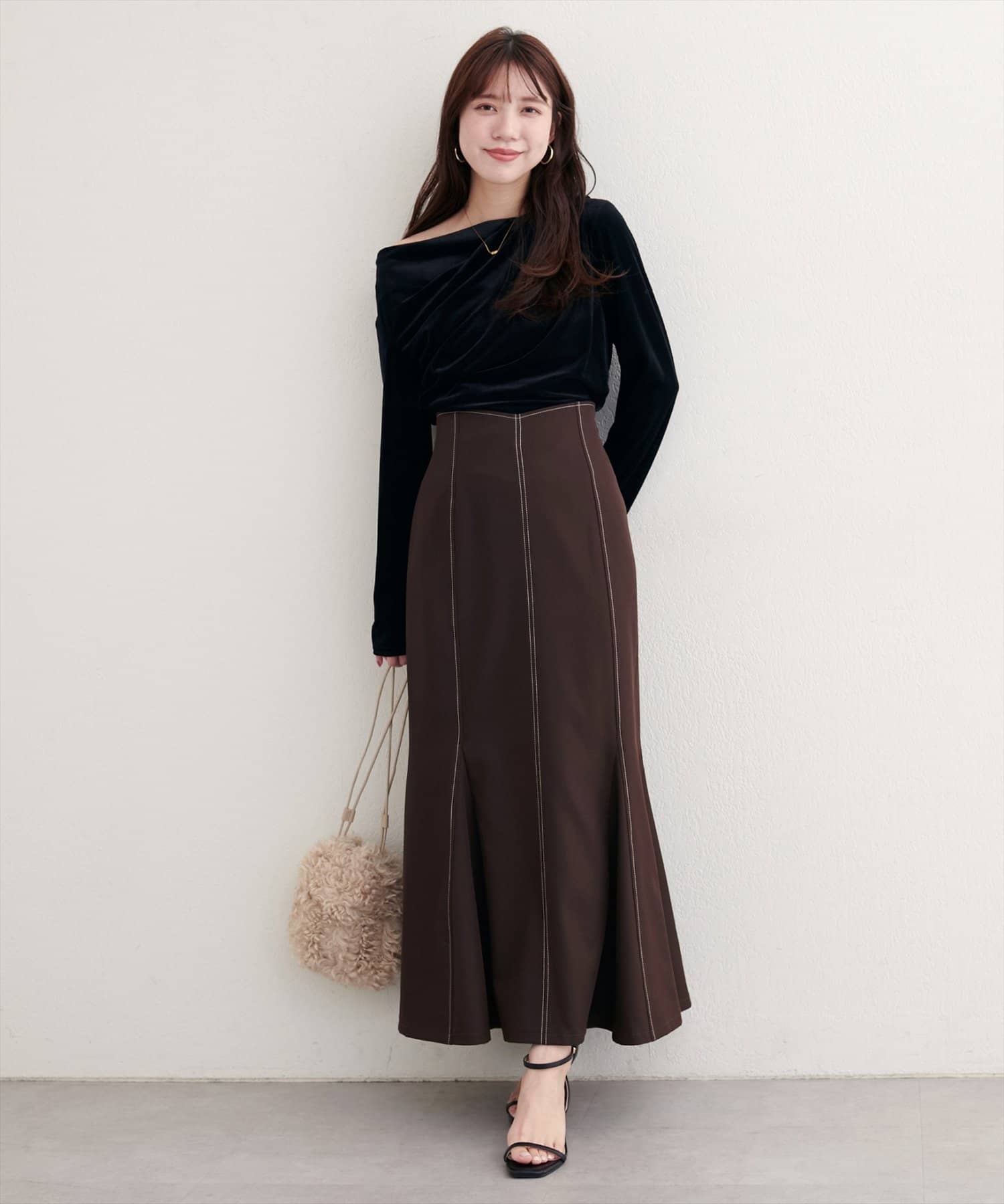 natural couture(ナチュラルクチュール) 【WEB限定】ハートウエストマーメイドスカート