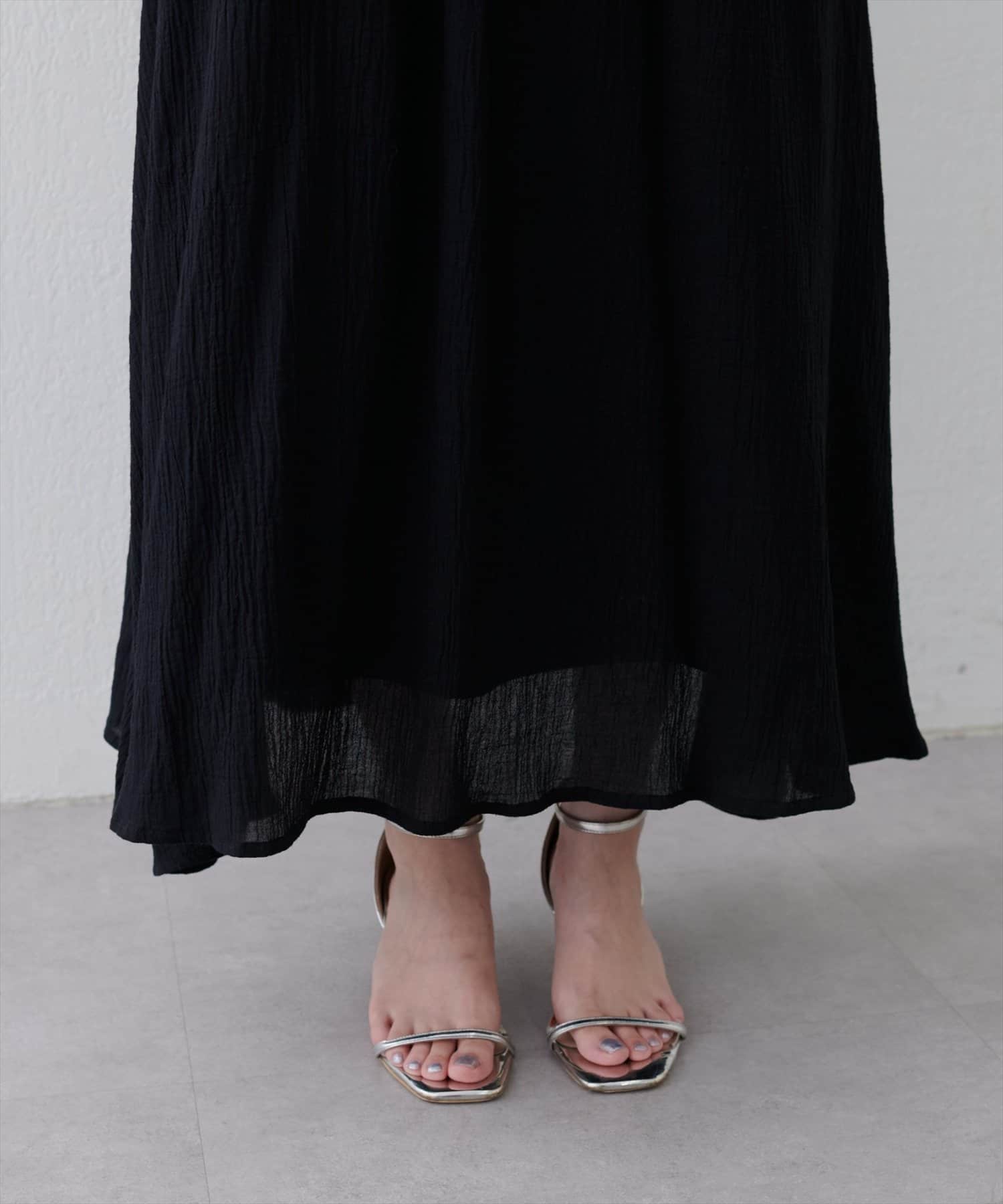 natural couture(ナチュラルクチュール) 【WEB限定】フレア袖太ベルトワンピース