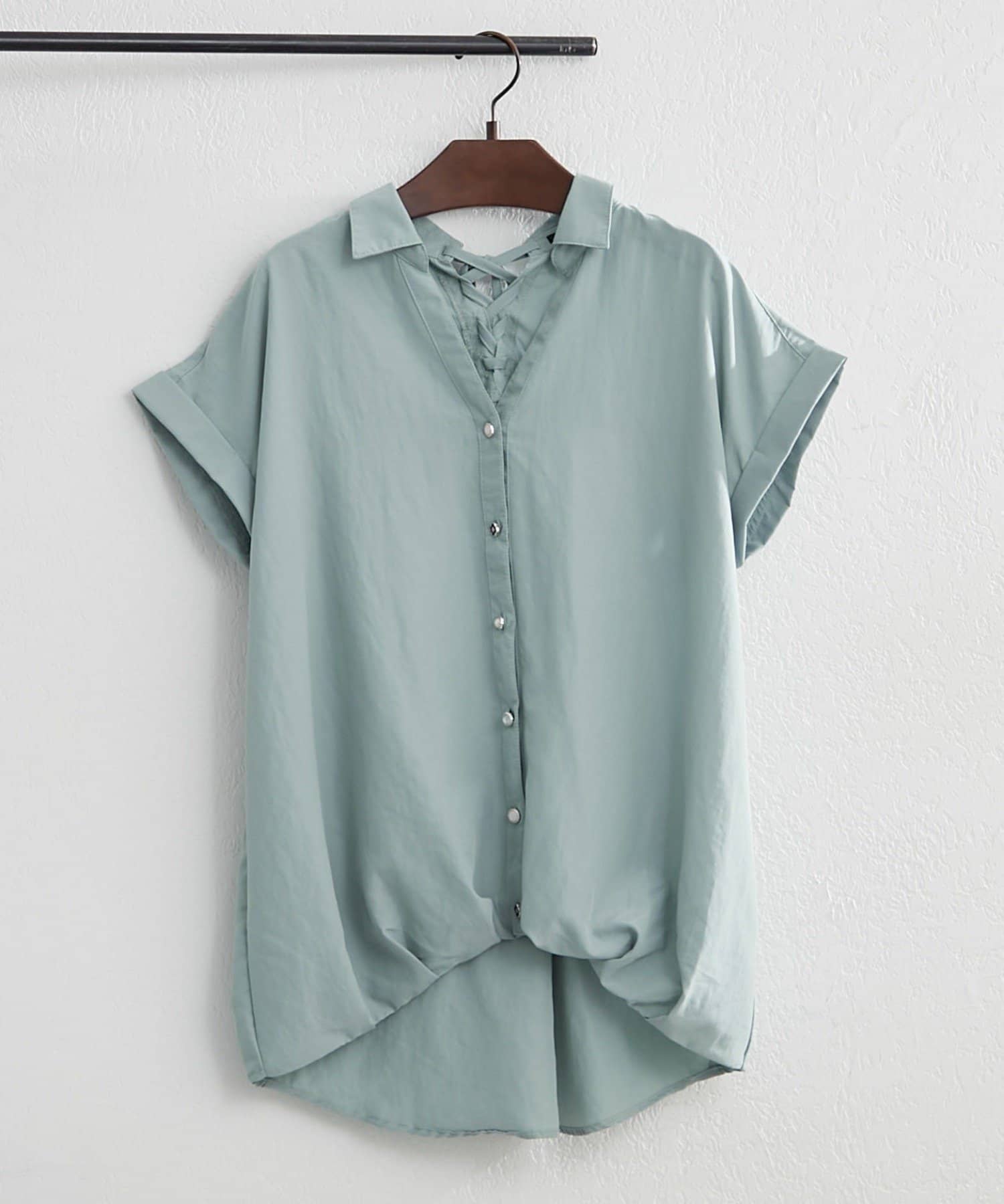 試着のみ✨ Rene 19AW ロールカラーブラウス グレー タグ付き 丸襟 試着のみ✨ Rene 19AW ロールカラーブラウス グレー タグ付き 丸襟