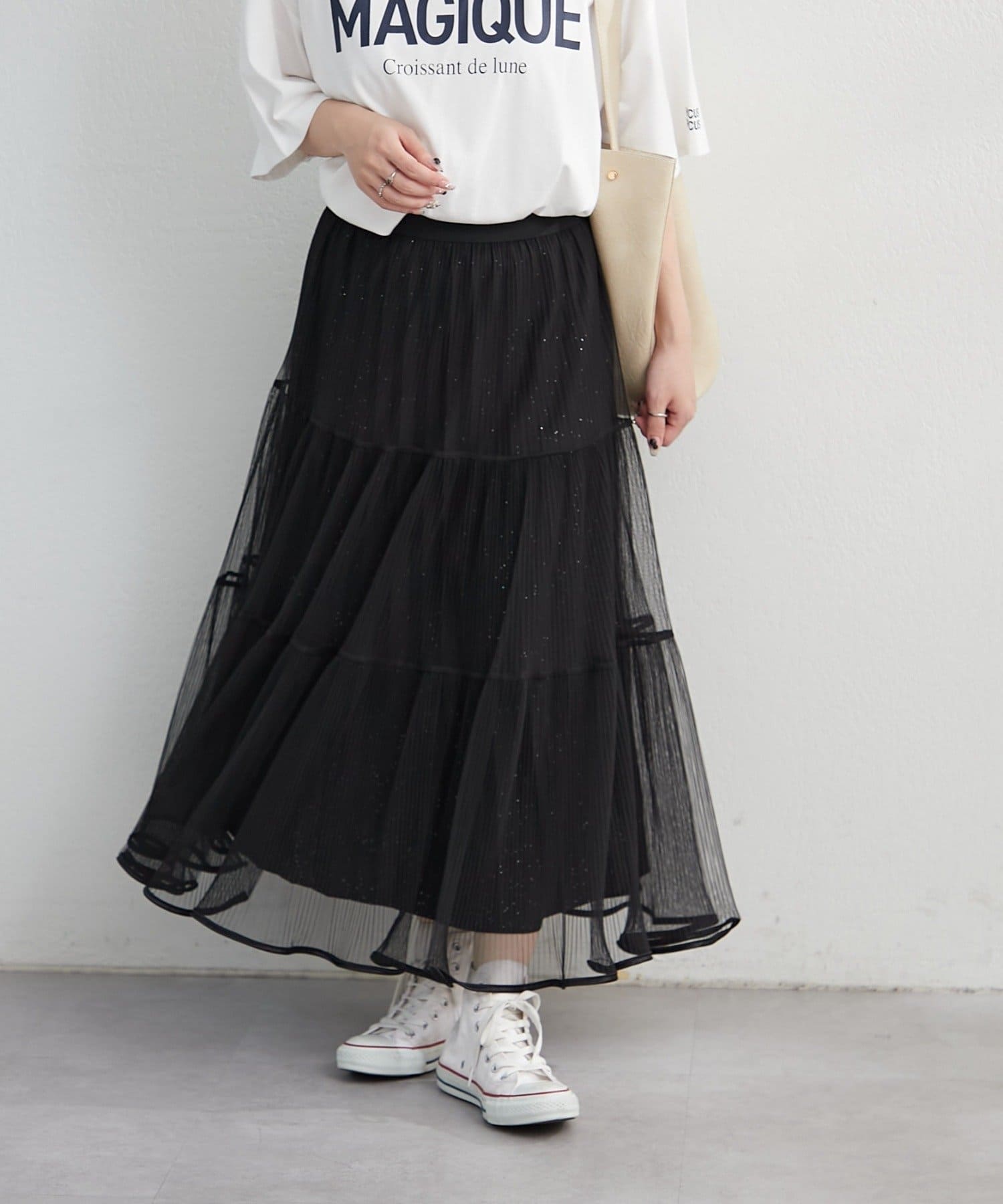 NICE CLAUP / OLIVE des OLIVE OUTLET(ナイスクラップ  / オリーブ デ オリーブ アウトレット) 【RMAF】キラキラチュールスカート