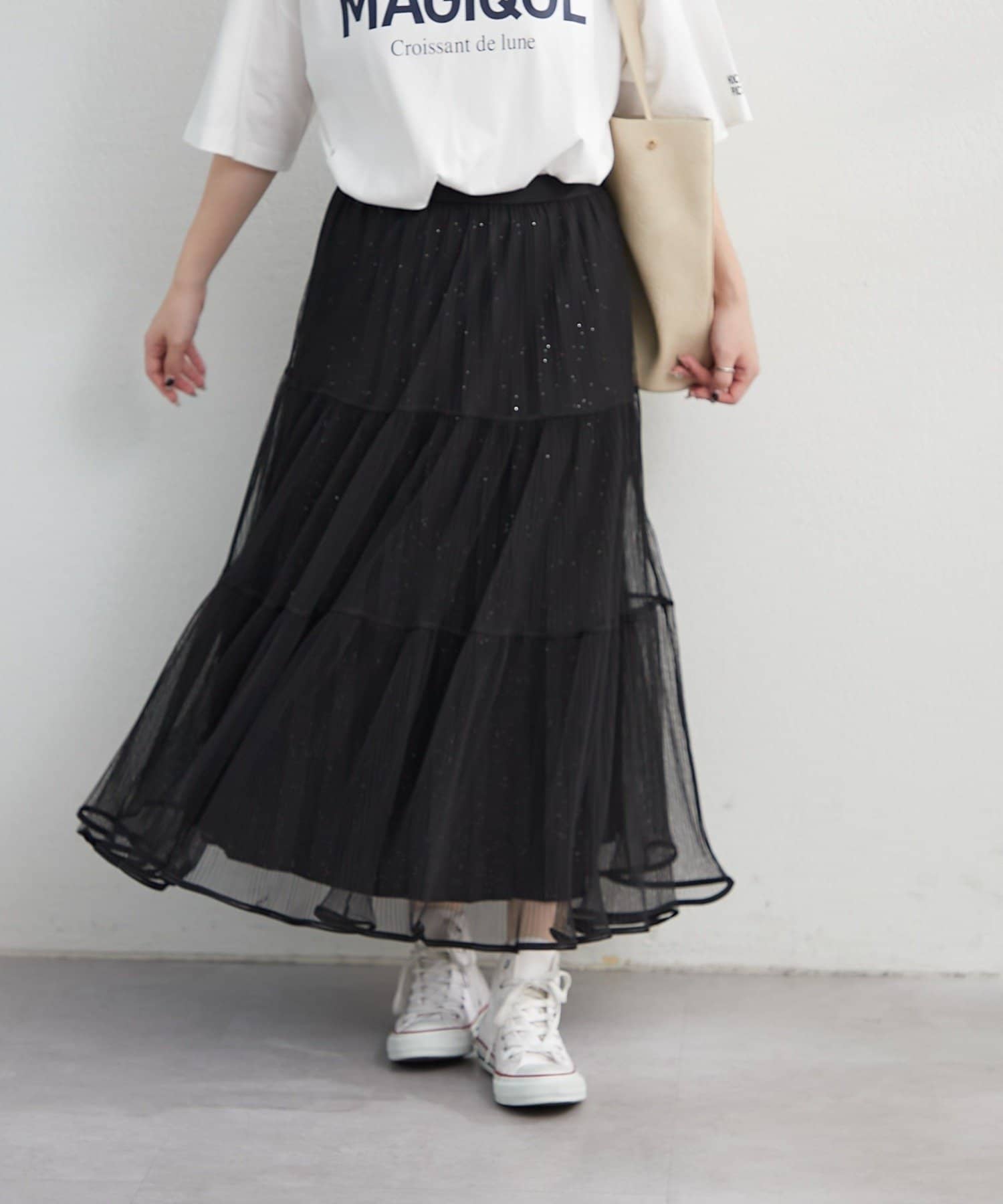 NICE CLAUP / OLIVE des OLIVE OUTLET(ナイスクラップ  / オリーブ デ オリーブ アウトレット) 【RMAF】キラキラチュールスカート