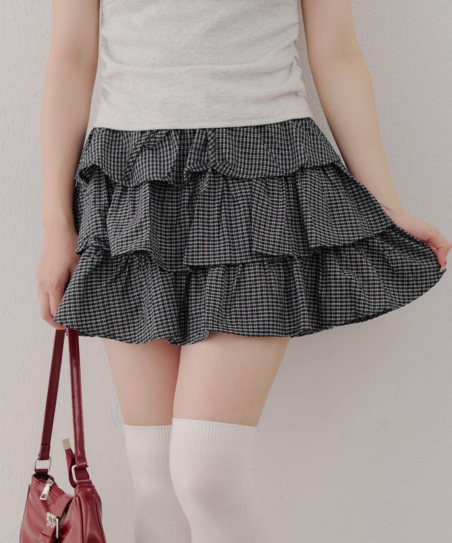 NICE CLAUP / OLIVE des OLIVE OUTLET(ナイスクラップ  / オリーブ デ オリーブ アウトレット) 【RMAF】チェックティアードスカート
