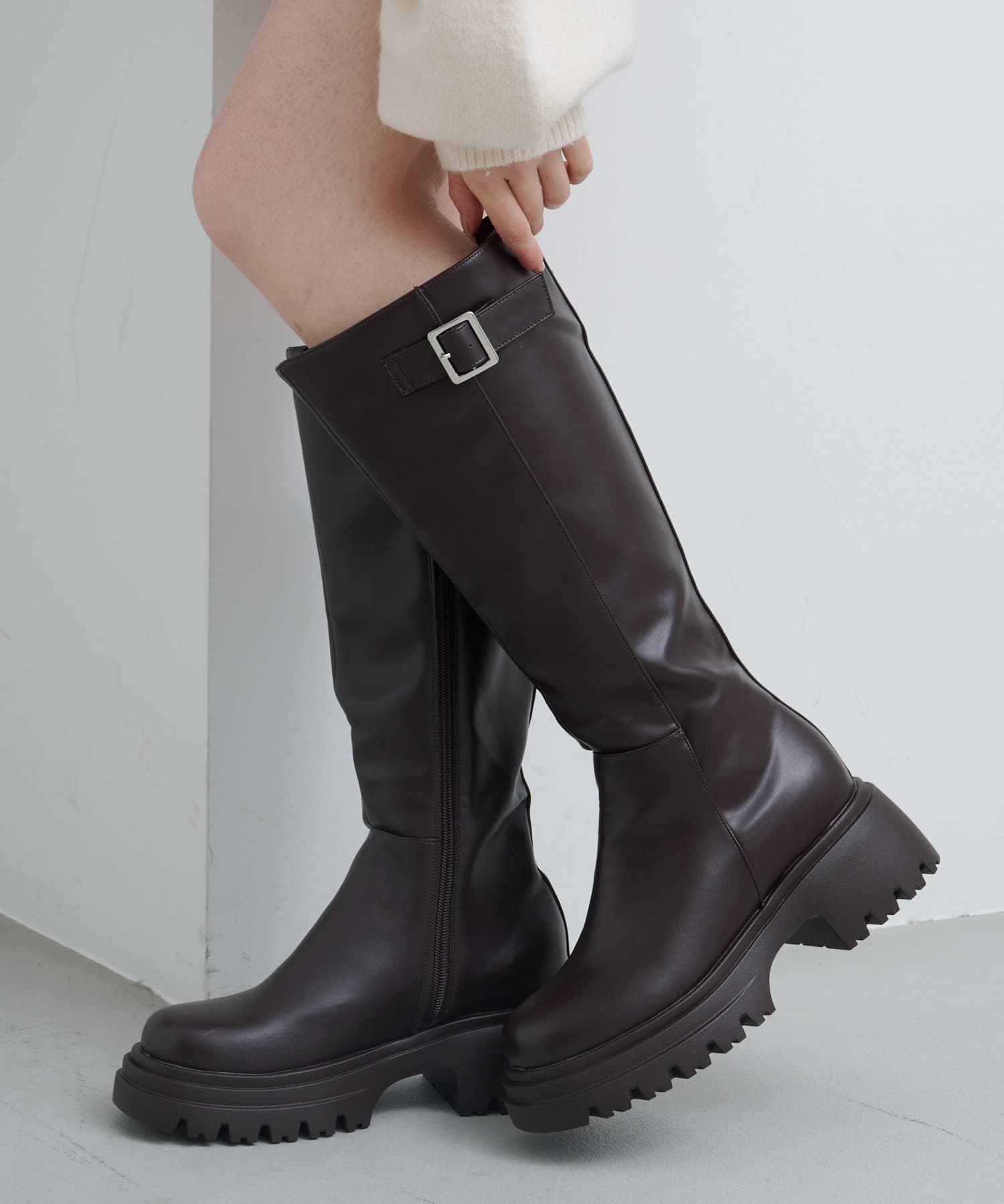 Kastane(カスタネ) 【新色追加/レザー&スエード】ベルトロングブーツ