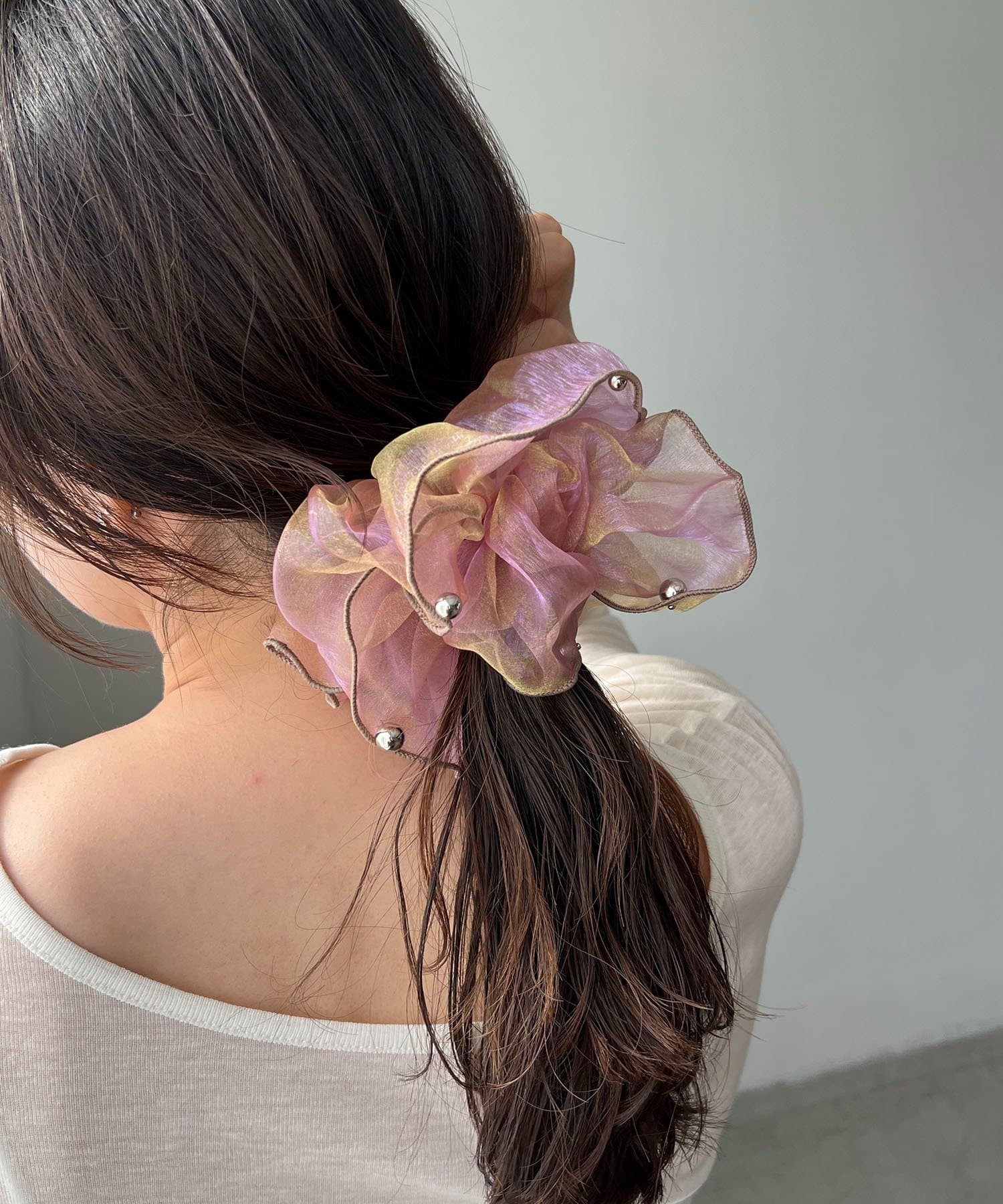 CAPRICIEUX LE'MAGE(カプリシュレマージュ) 〈GOLDY/ゴールディ〉オーガンジーシルバードットシュシュ