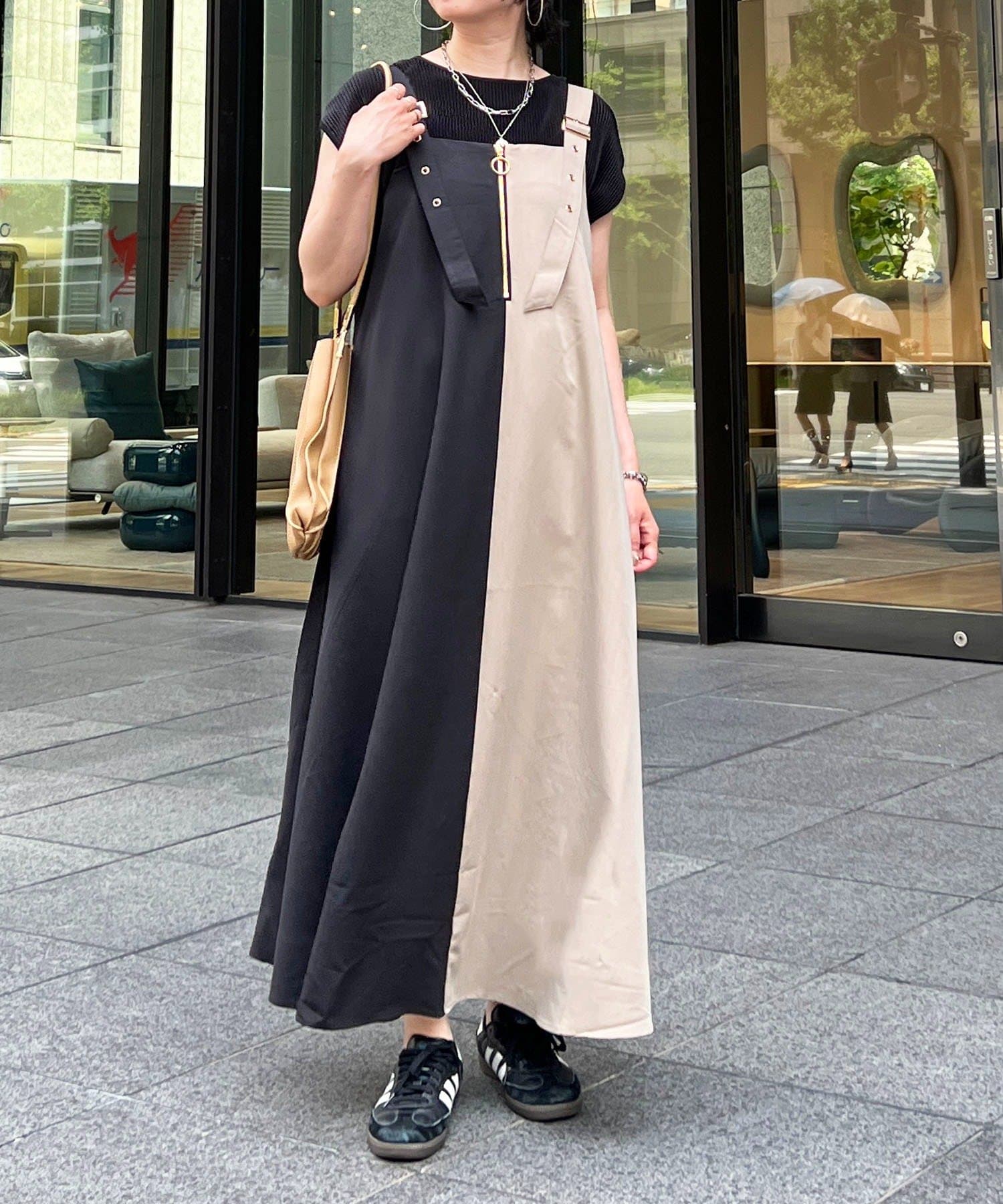 un dix cors(アンディコール) バイカラーストラップワンピース