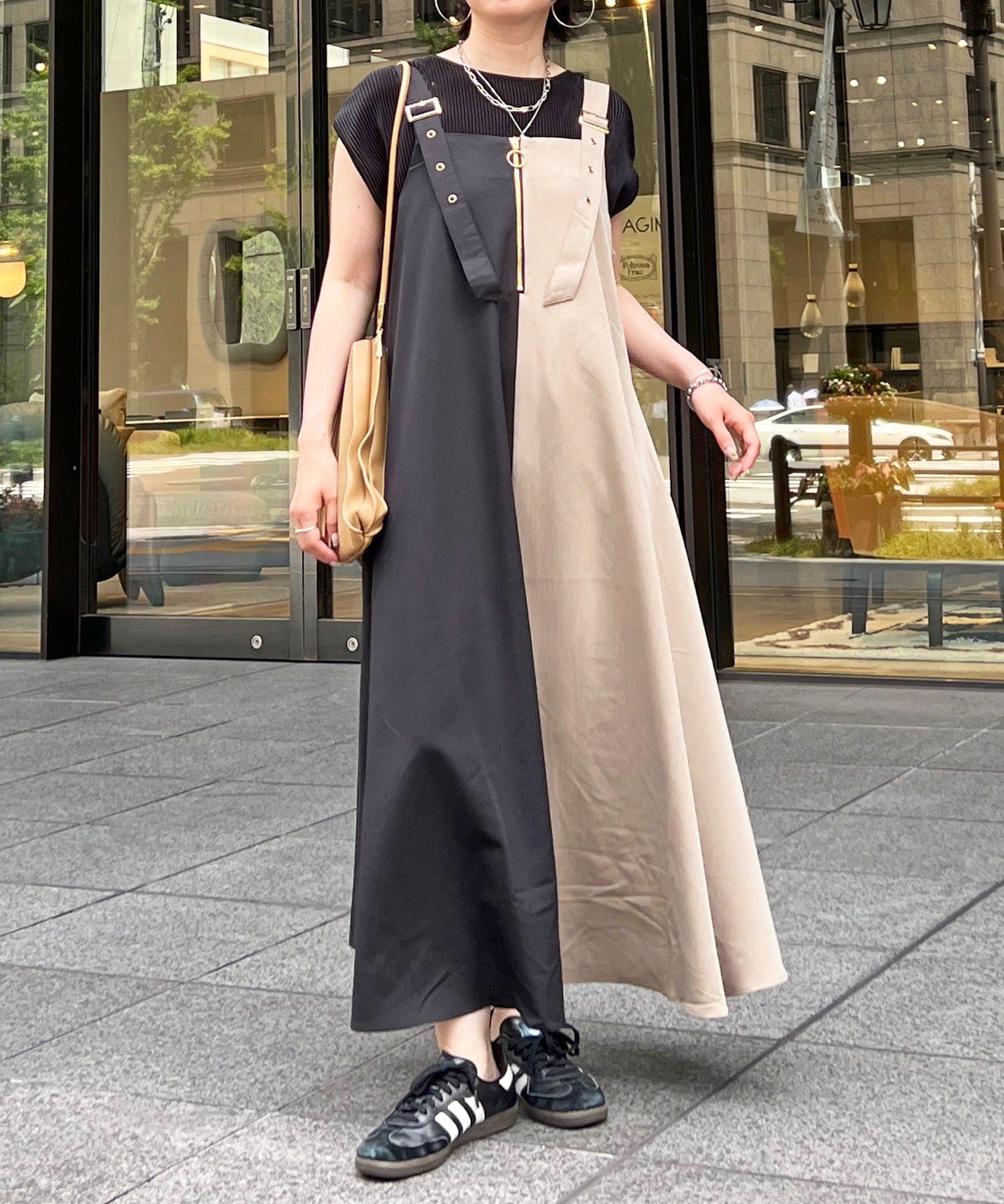 un dix cors(アンディコール) バイカラーストラップワンピース