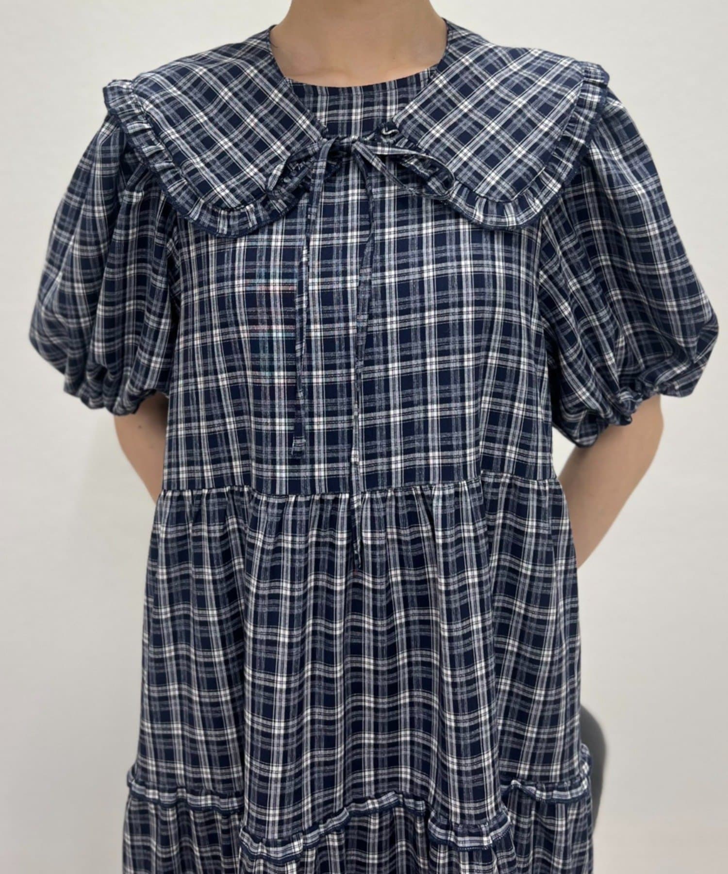 w closet(ダブルクローゼット) 【25AW】【セットアイテム】衿付き柄アソートワンピース