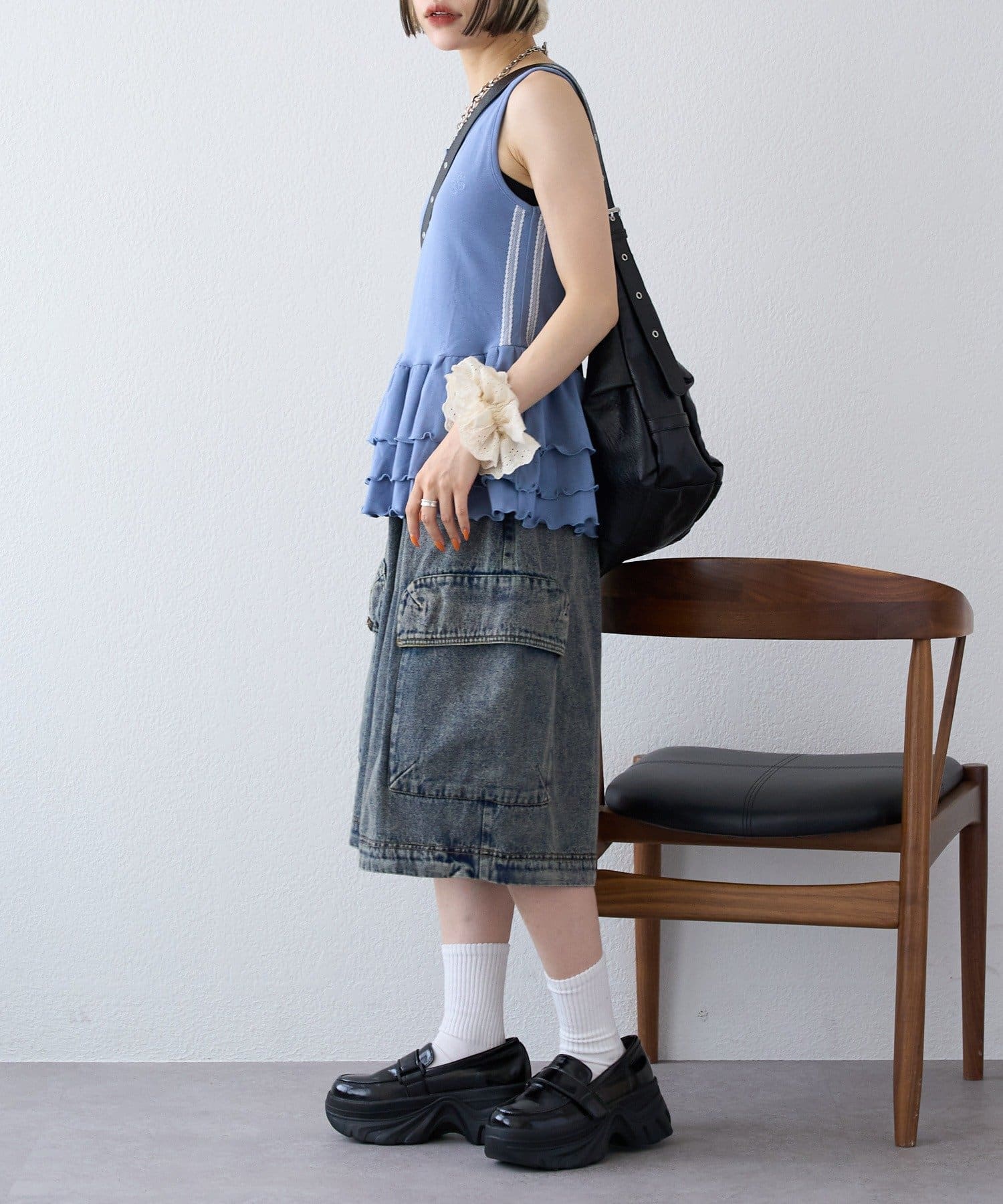w closet(ダブルクローゼット) 【25AW】ベルト付厚底ローファー