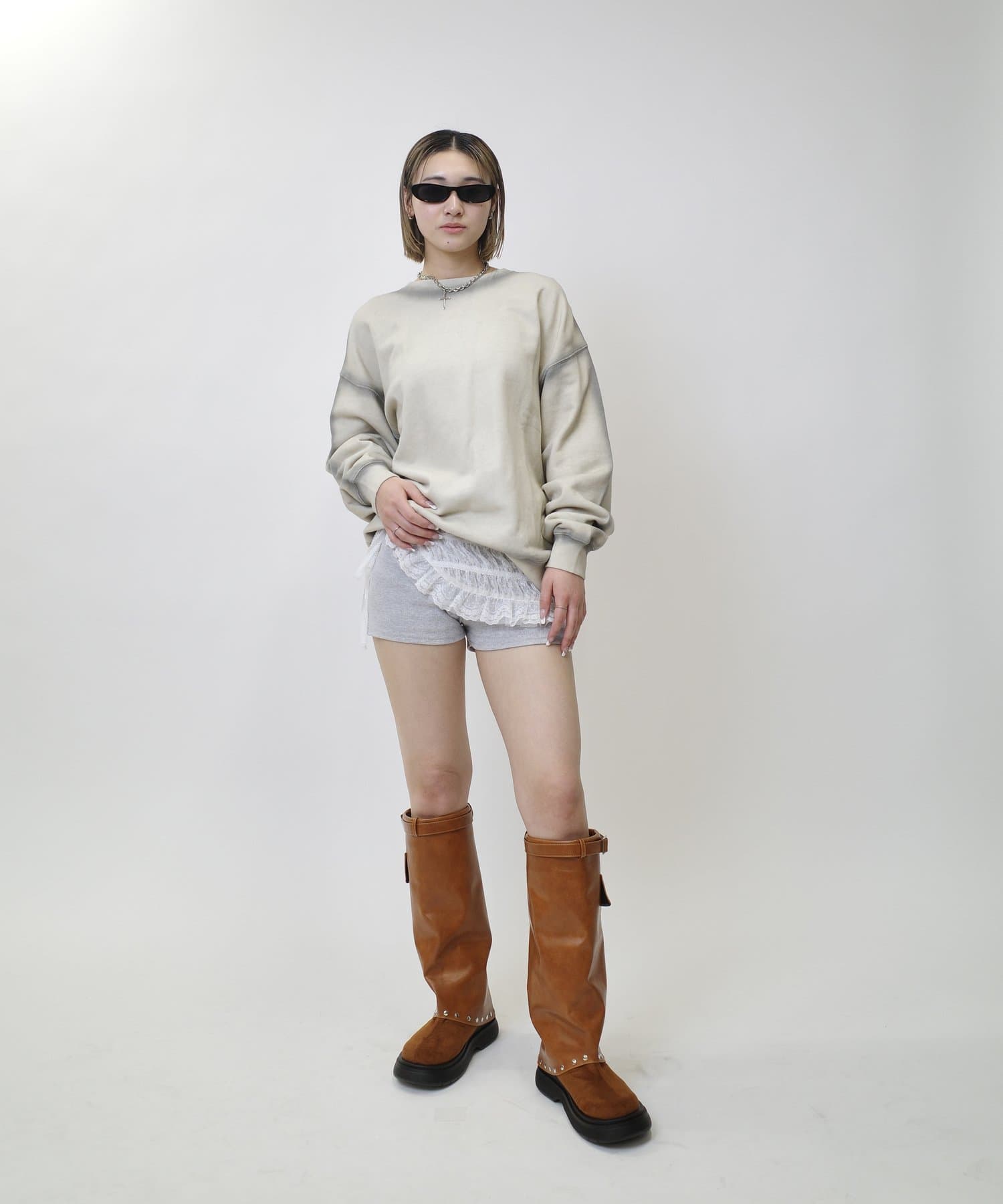 OUTLET(アウトレット) 【WHO'S WHO gallery】裏毛ラインスプレークルー