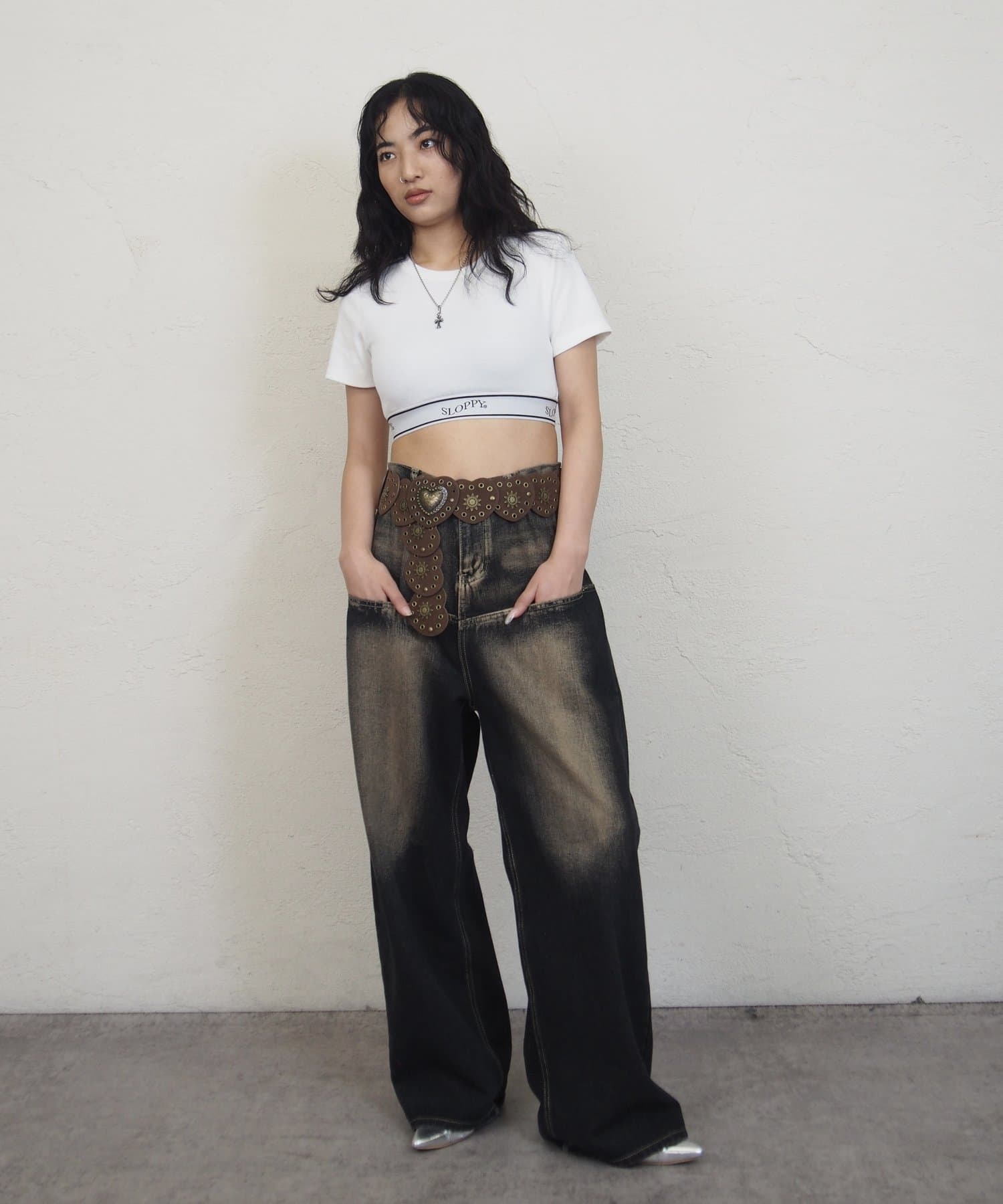 OUTLET(アウトレット) 【WHO'S WHO gallery】【SLOPPY】ラインゴムTEE