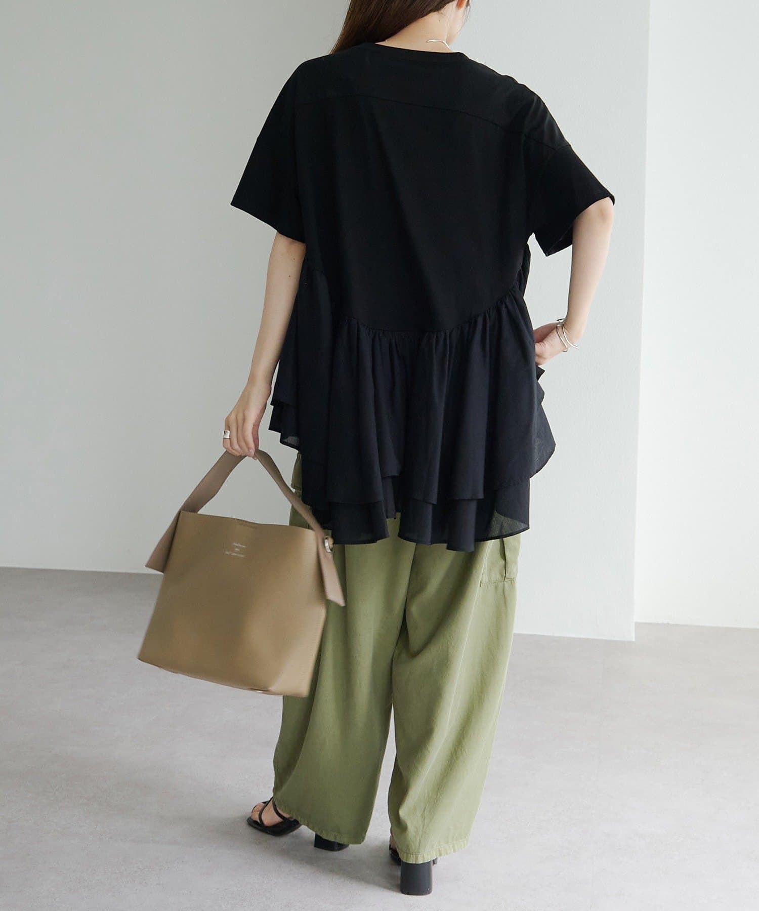 PUAL CE CIN(ピュアルセシン) 異素材切り替えTシャツ