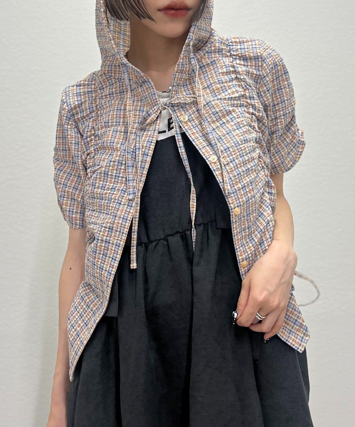w closet(ダブルクローゼット) 【25AW】フーディーチェックシャツ