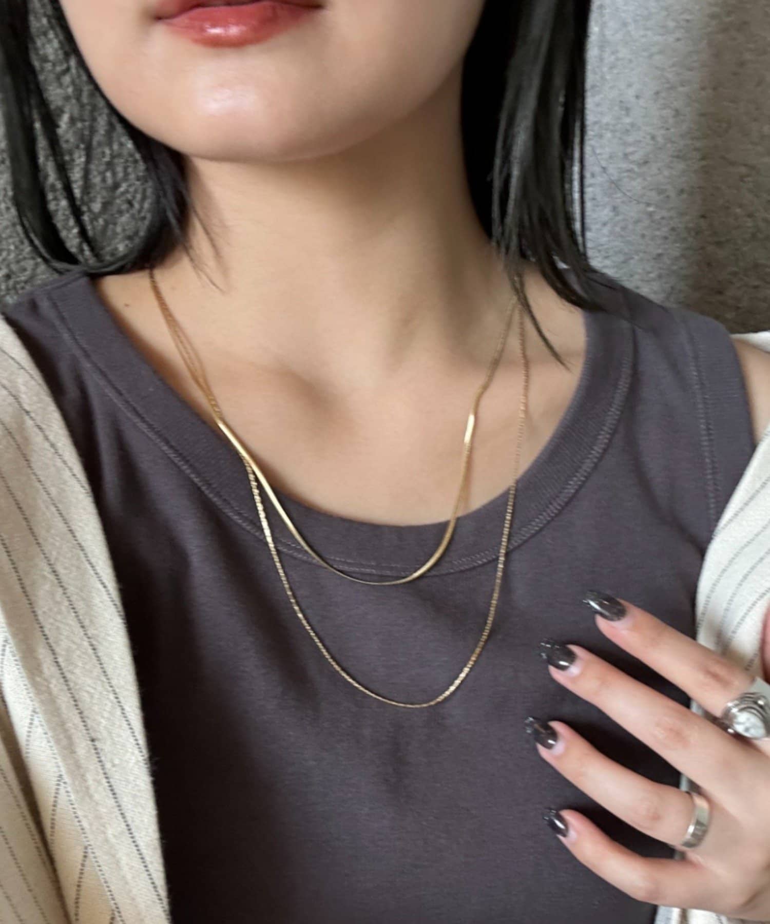 【2連×デニムの異素材MIXが超おしゃれ♪】CHANEL★ネックレス ネックレス ステーション スエッジ チェーン 2連 チョーカー