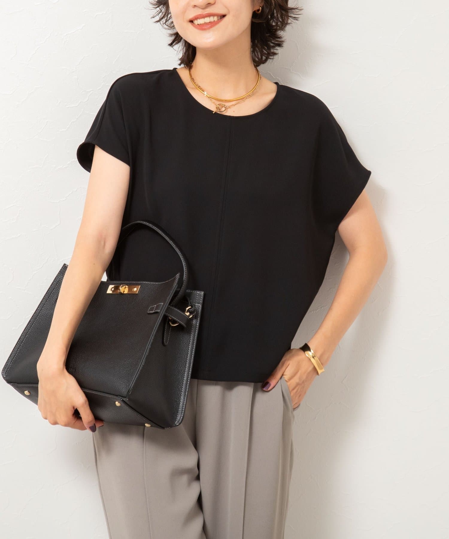 NOLLEY'S(ノーリーズ) 《セットアップ対応》ウォッシャブルダブルサテンフレンチブラウス