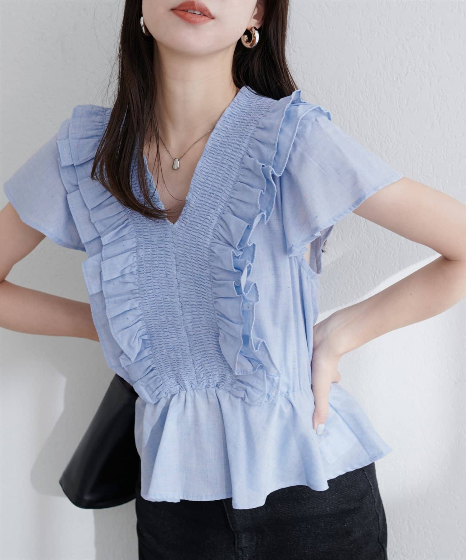 WEB限定】シャーリングペプラムブラウス | natural couture