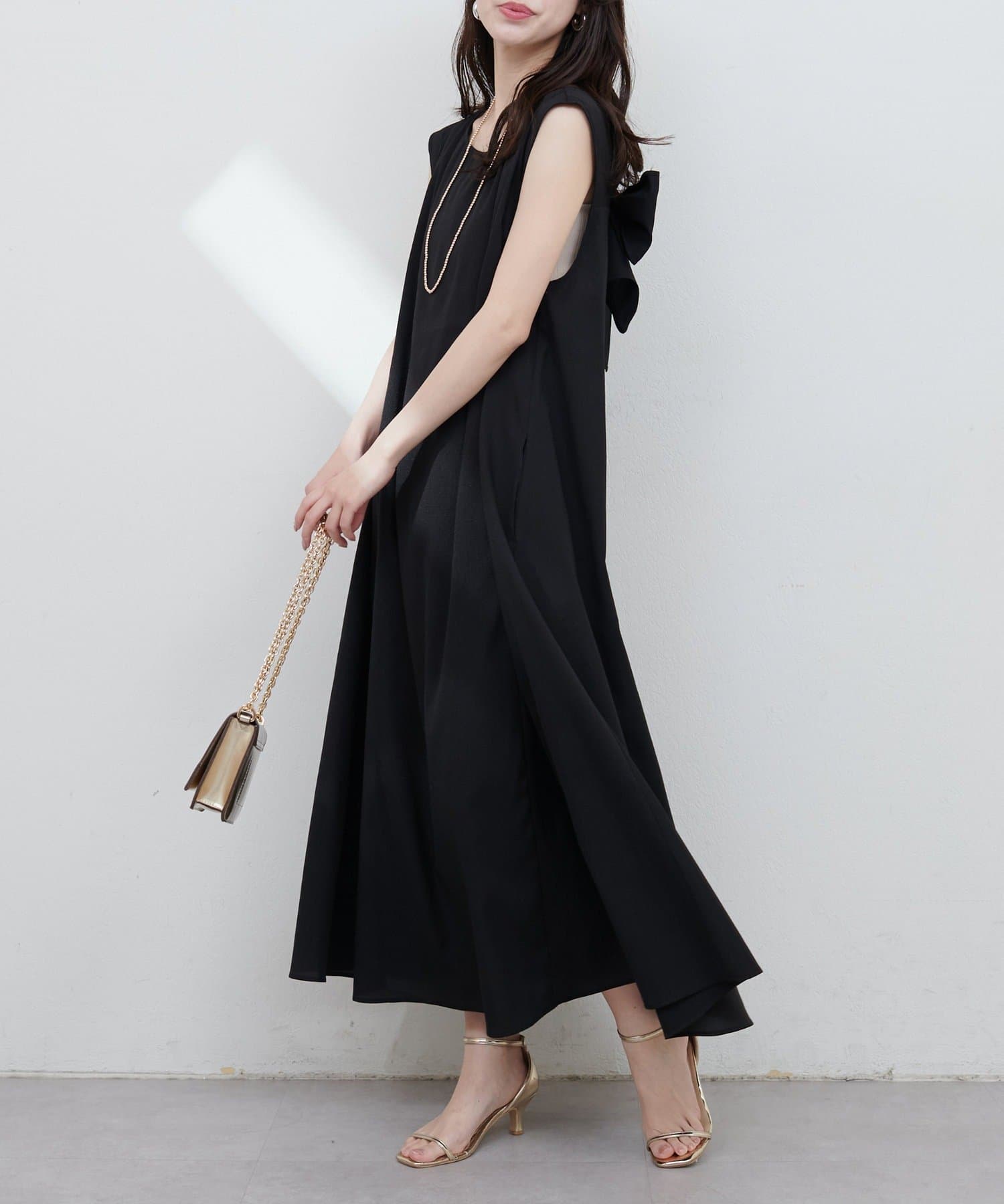 NICE CLAUP / OLIVE des OLIVE OUTLET(ナイスクラップ  / オリーブ デ オリーブ アウトレット) 【natural couture】バックリボンテントワンピース