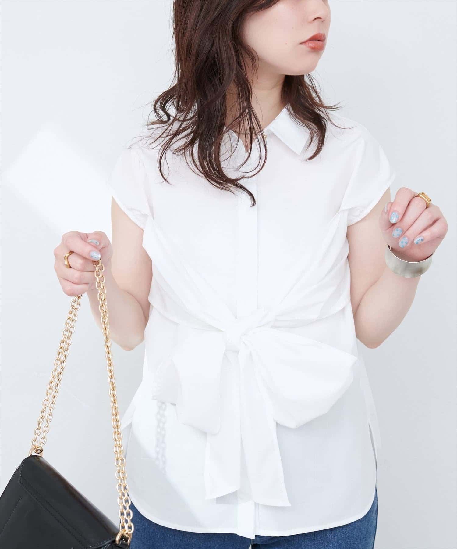 NICE CLAUP / OLIVE des OLIVE OUTLET(ナイスクラップ  / オリーブ デ オリーブ アウトレット) 【natural couture】フロントクロス２ＷＡＹシャツブラウス