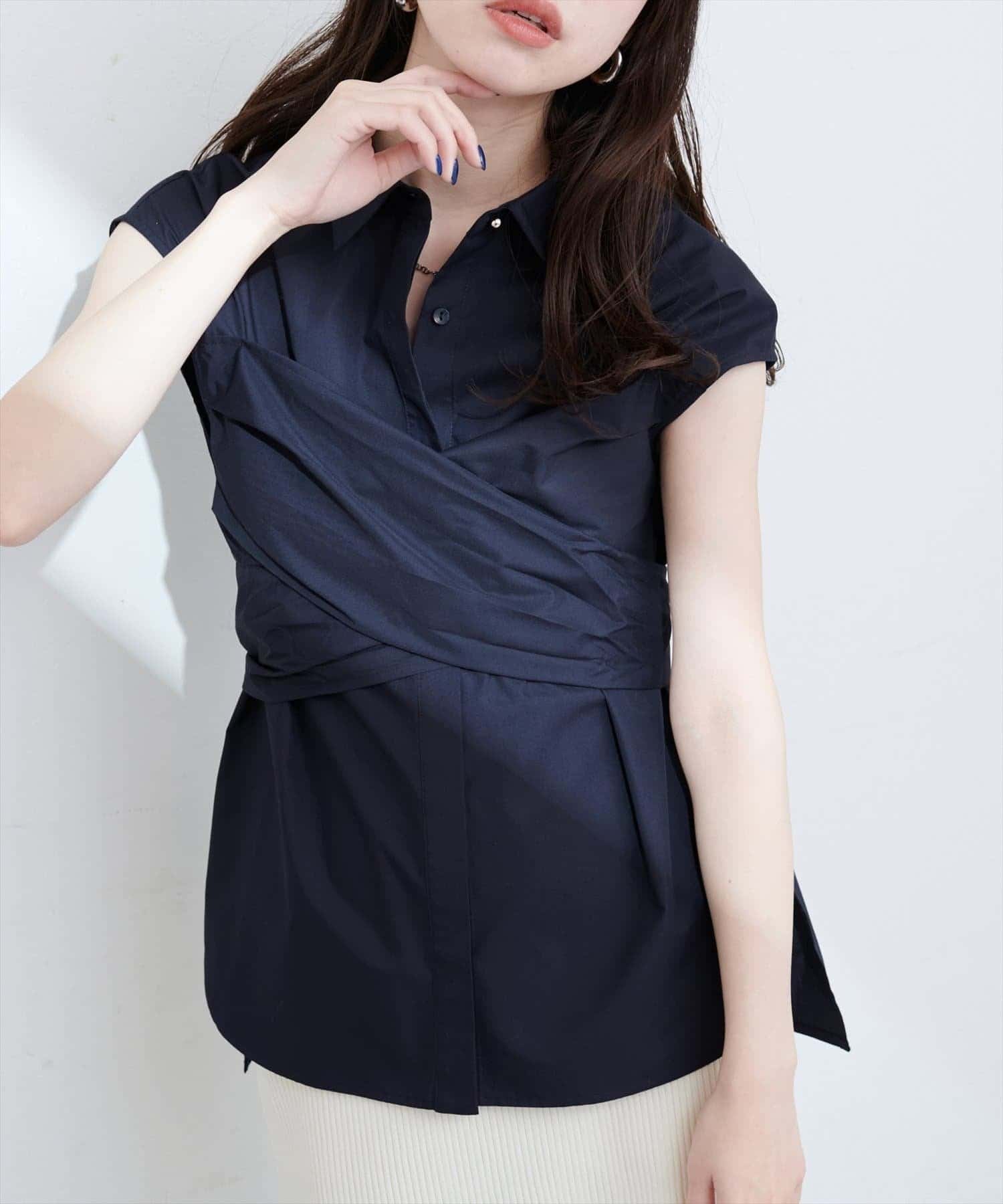 NICE CLAUP / OLIVE des OLIVE OUTLET(ナイスクラップ  / オリーブ デ オリーブ アウトレット) 【natural couture】フロントクロス２ＷＡＹシャツブラウス