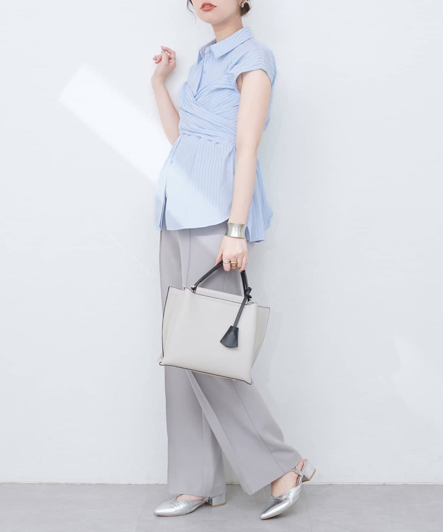 NICE CLAUP / OLIVE des OLIVE OUTLET(ナイスクラップ  / オリーブ デ オリーブ アウトレット) 【natural couture】フロントクロス２ＷＡＹシャツブラウス
