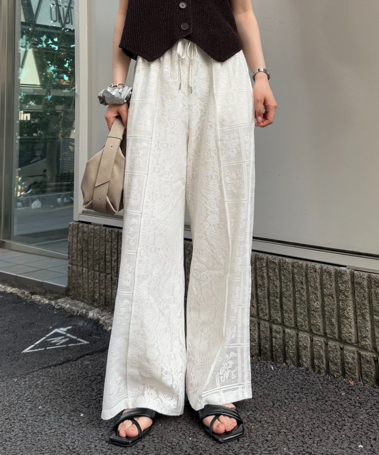 CIAOPANIC TYPY(チャオパニックティピー) パッチワーク切替レースワイドパンツ