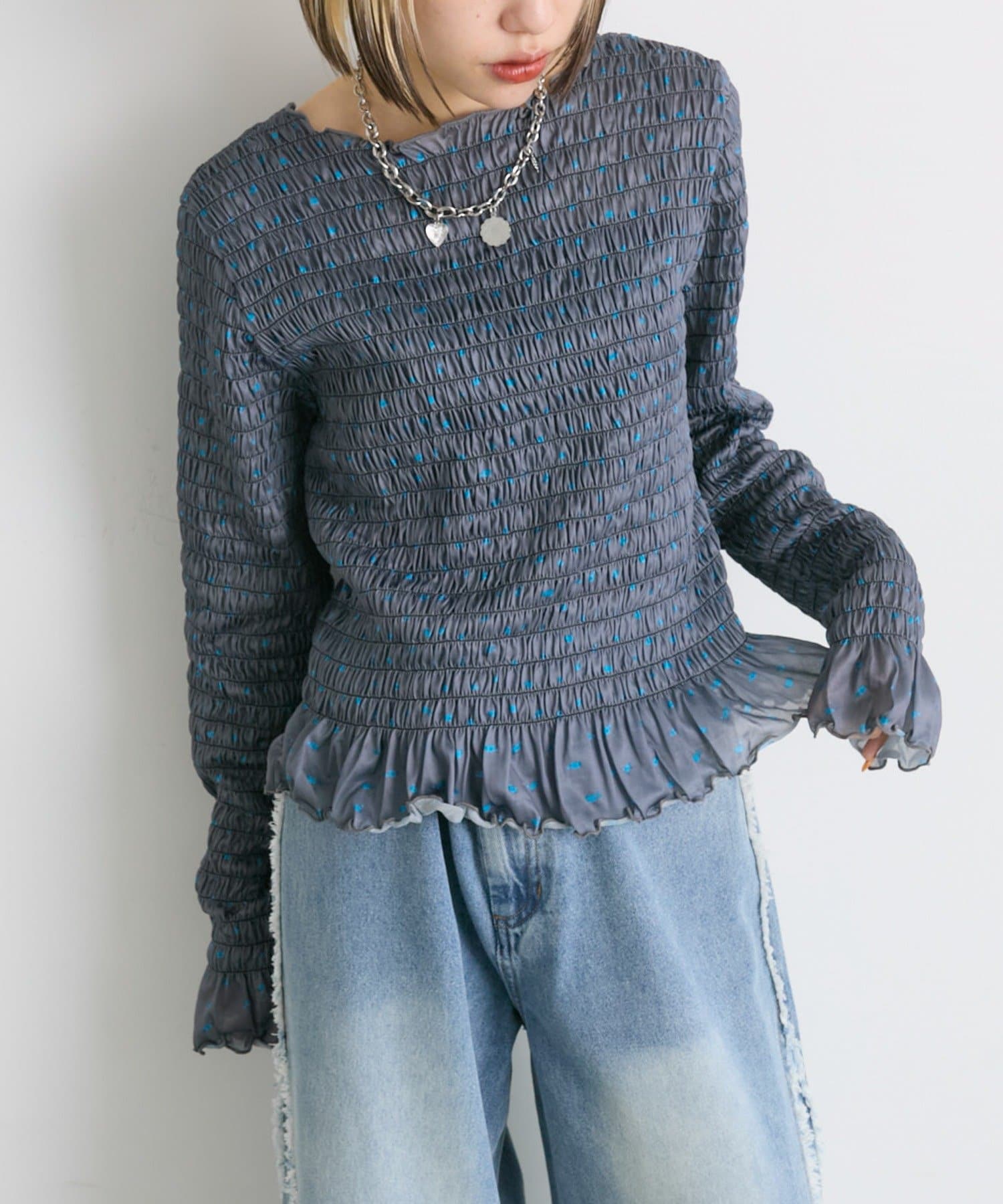 w closet(ダブルクローゼット) 【25AW】柄シャーリングプルオーバー