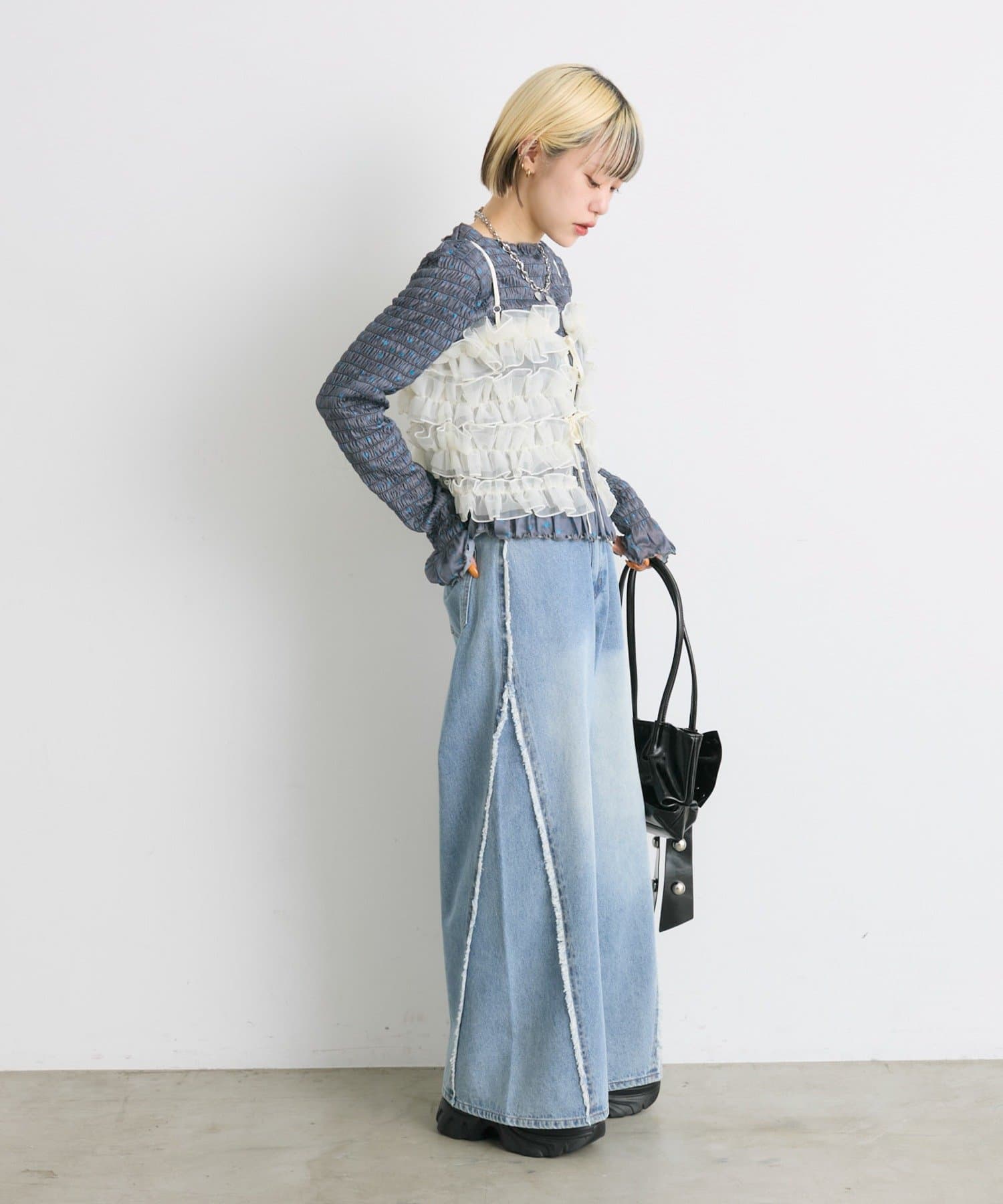 w closet(ダブルクローゼット) 【25AW】柄シャーリングプルオーバー