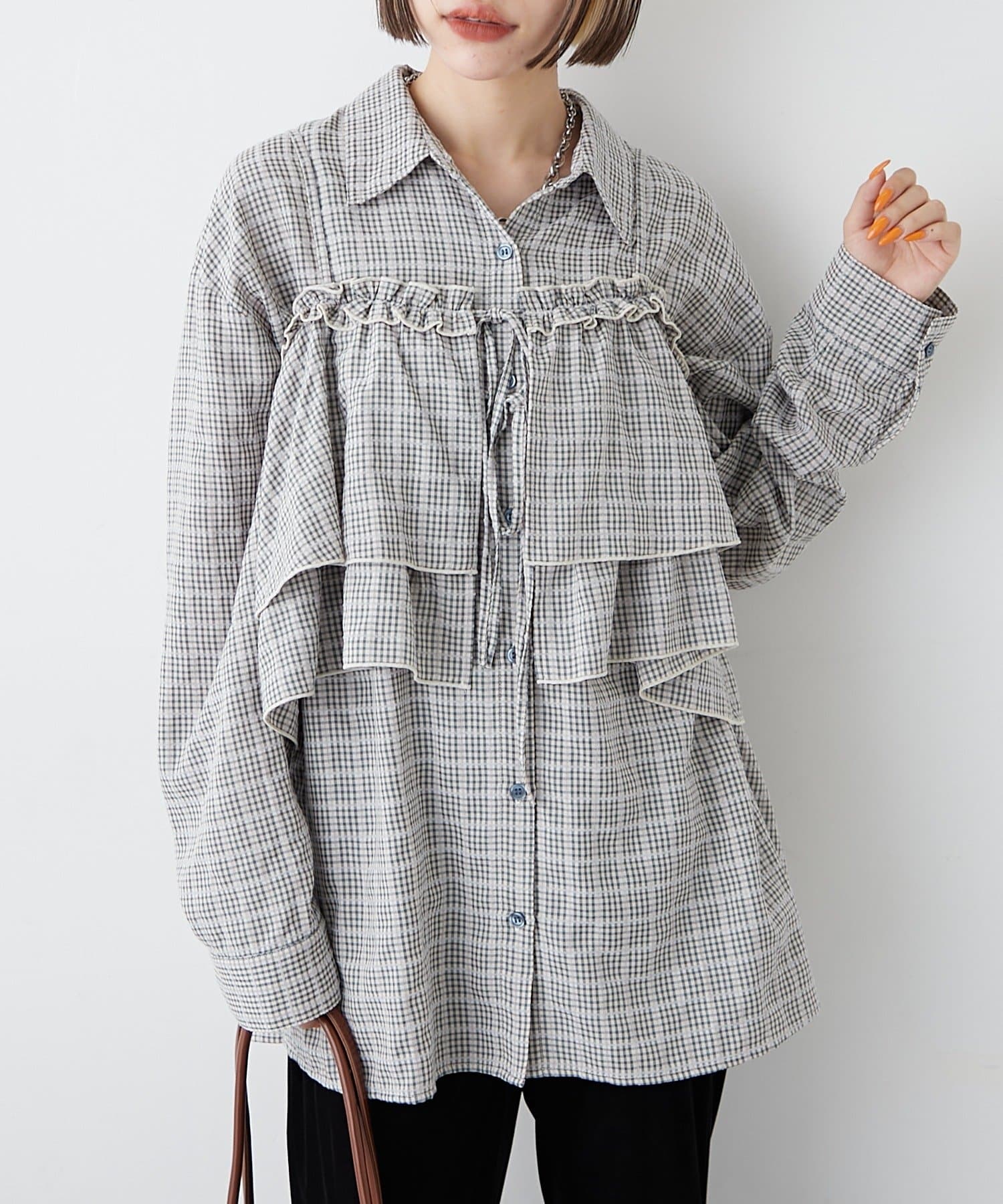 w closet(ダブルクローゼット) 【25AW/お気に入り総選挙対象アイテム】ビスチェ付きチェックシャツ