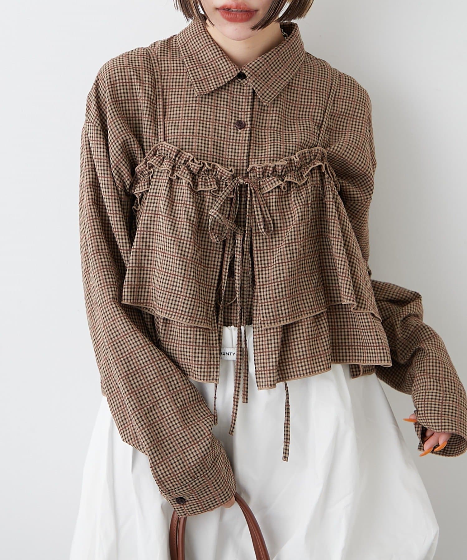 w closet(ダブルクローゼット) 【25AW/お気に入り総選挙対象アイテム】ビスチェ付きチェックシャツ