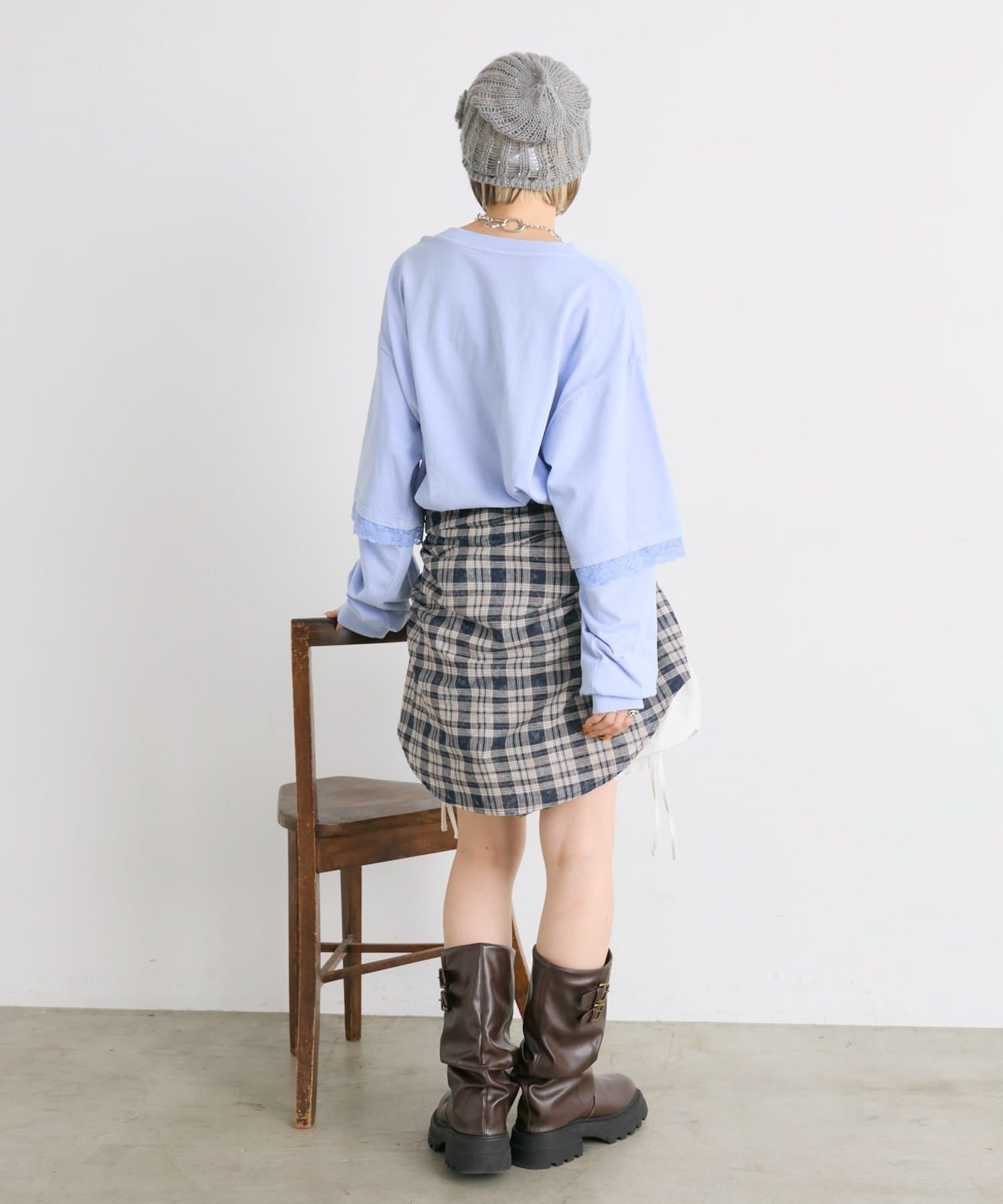 w closet(ダブルクローゼット) 【25AW】袖レースレイヤードロンＴ