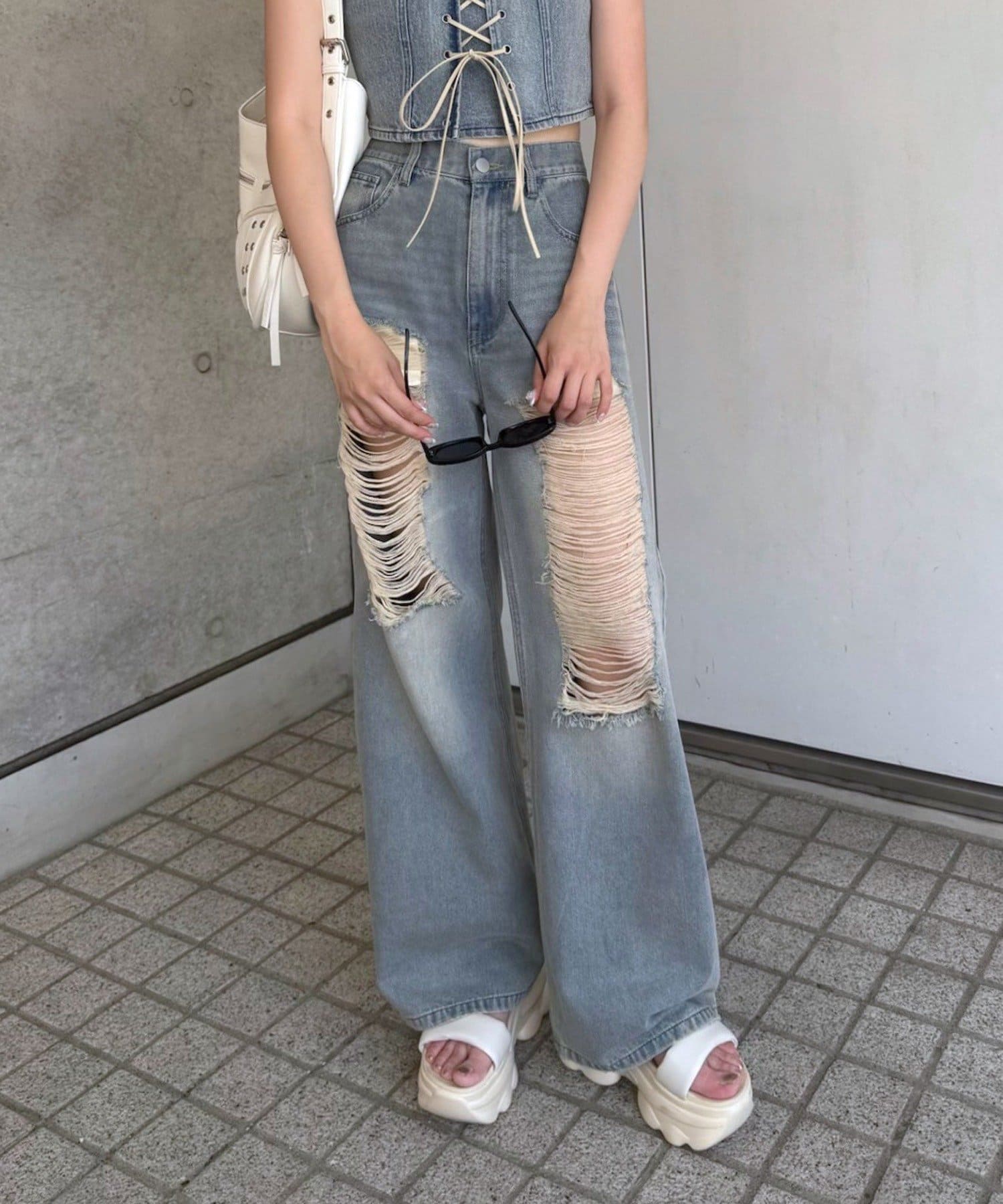 mline(エムライン) [mline]ダメージオーバーデニム