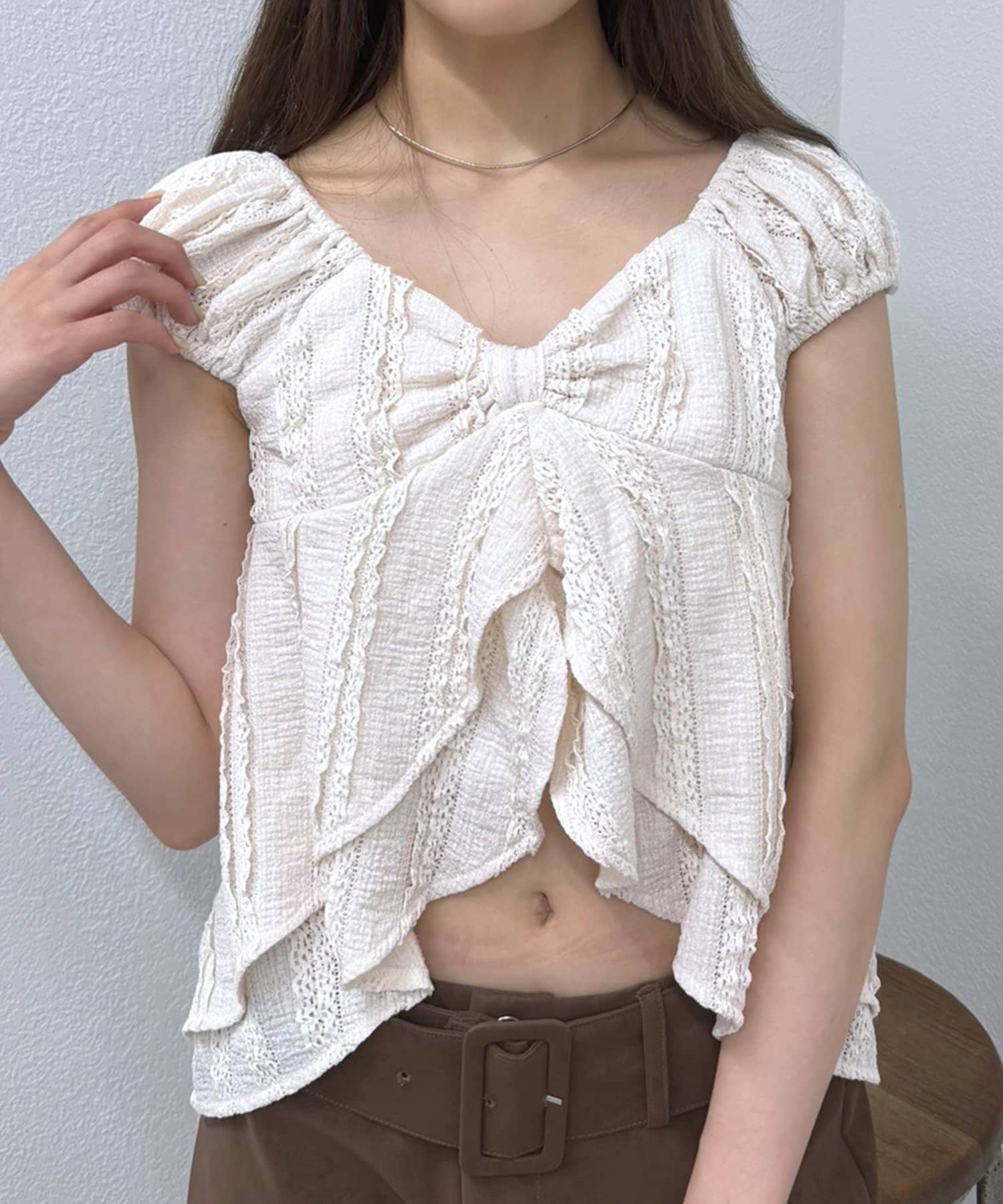 mline(エムライン) [mline]リボンデザイン ブラウス
