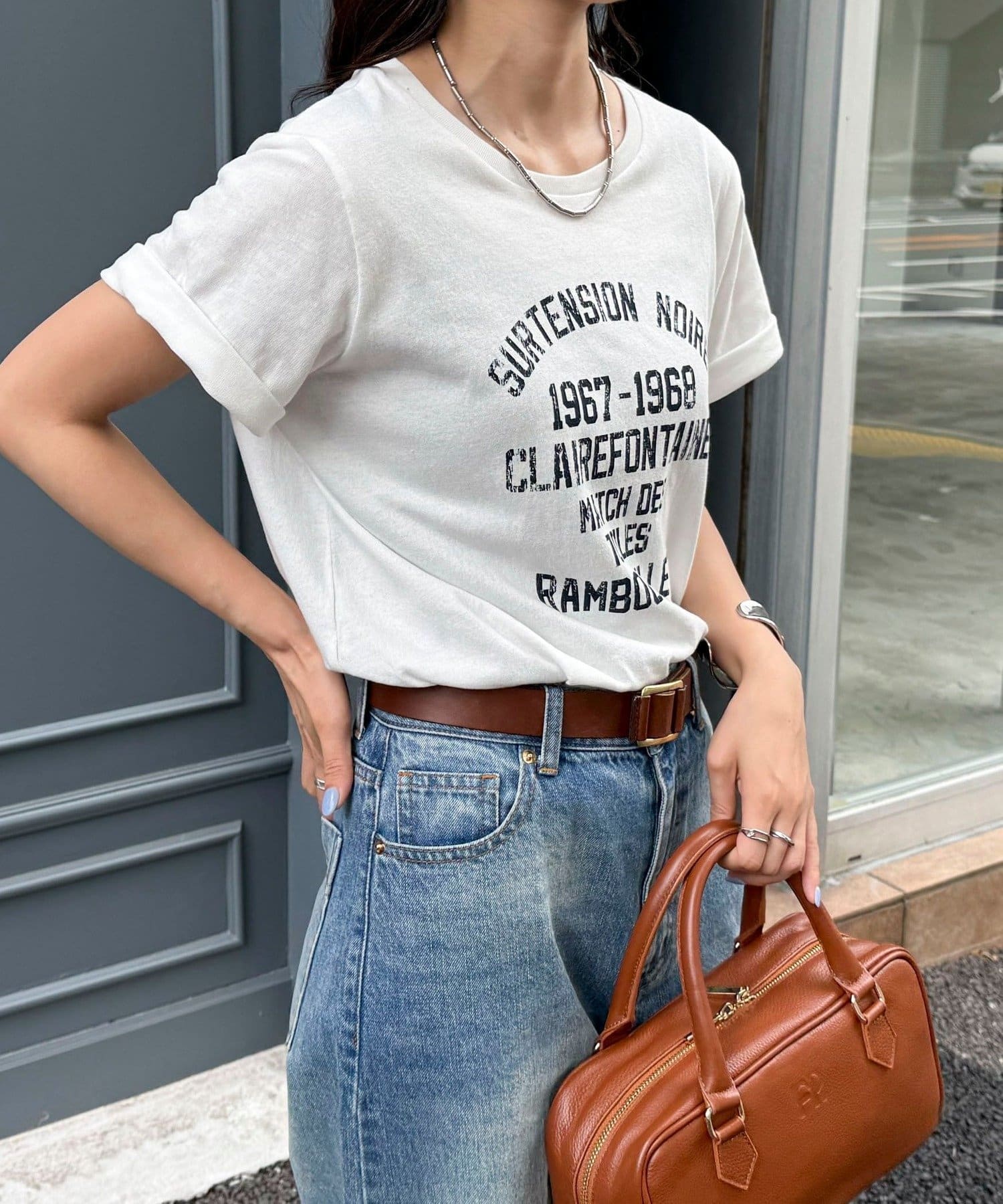 tシャツ ヴィンテージライクピグメントTシャツ レディース Ada. tシャツ バンドプリント ヴィンテージライク ピグメント T