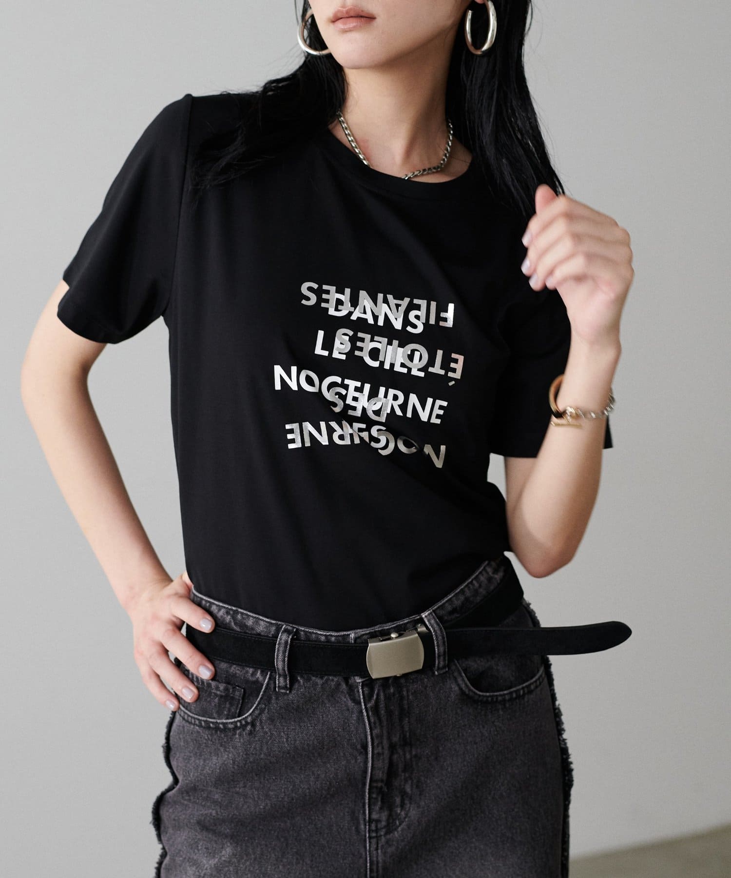 LARUTA(ラルータ) ポンチ箔プリントTシャツ