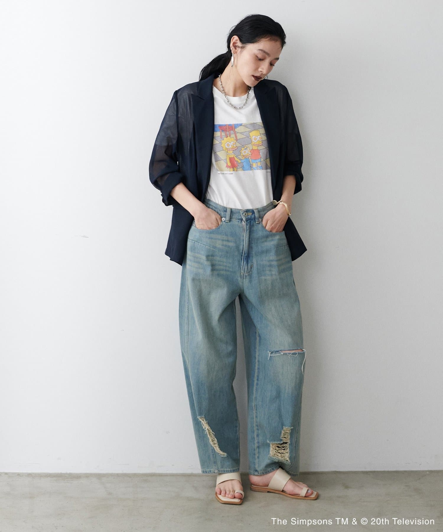 tシャツ 「LARUTA」 「THE SIMPSONS／シンプソンズ」ヴィンテージライクTシャツ レディース LARUTA】 【THE SIMPSONS／シンプソンズ】ヴィンテージライクT