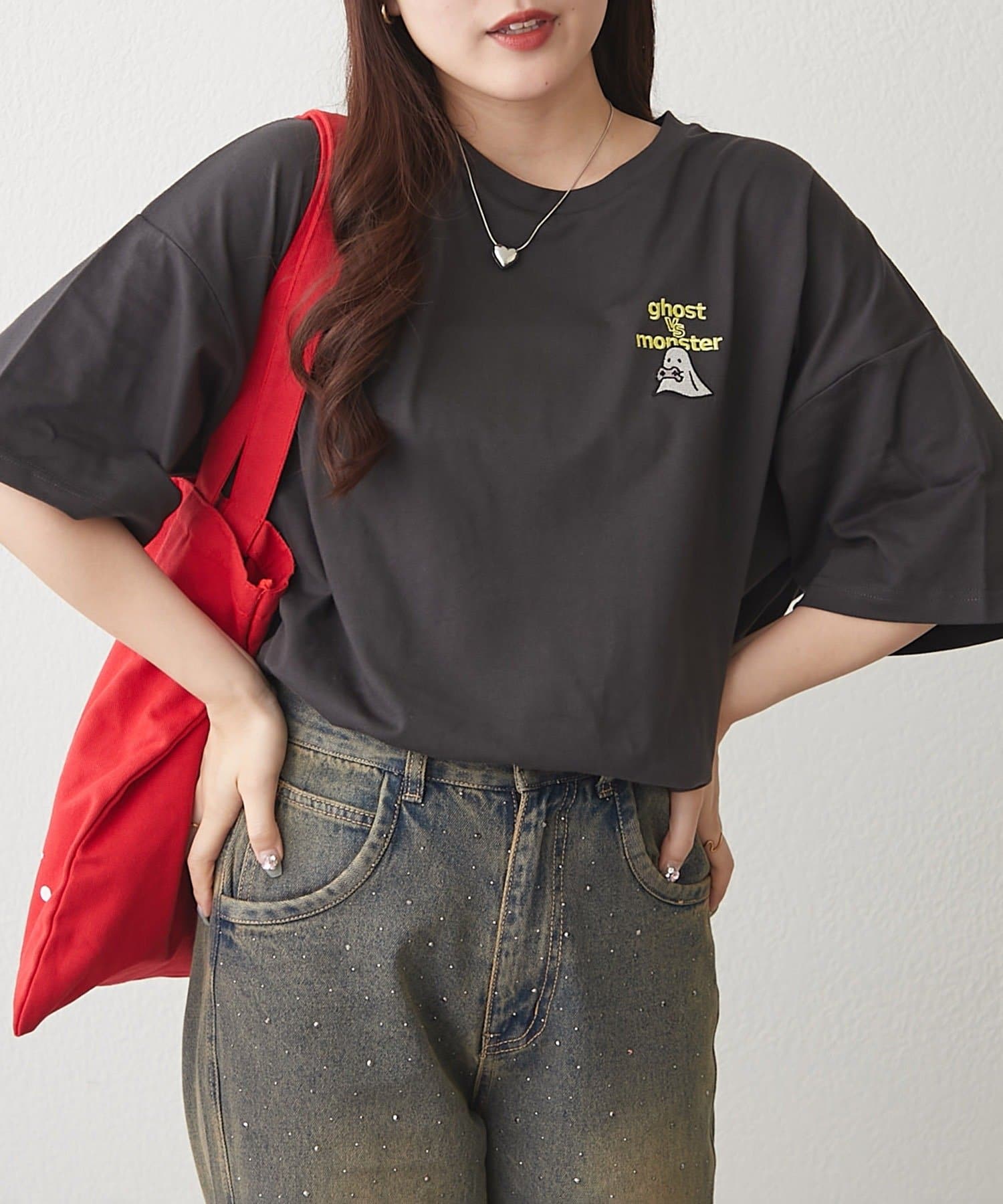 Remind me and forever(リマインドミーアンドフォーエバー) ゲームおばけ刺繍プリントTシャツ