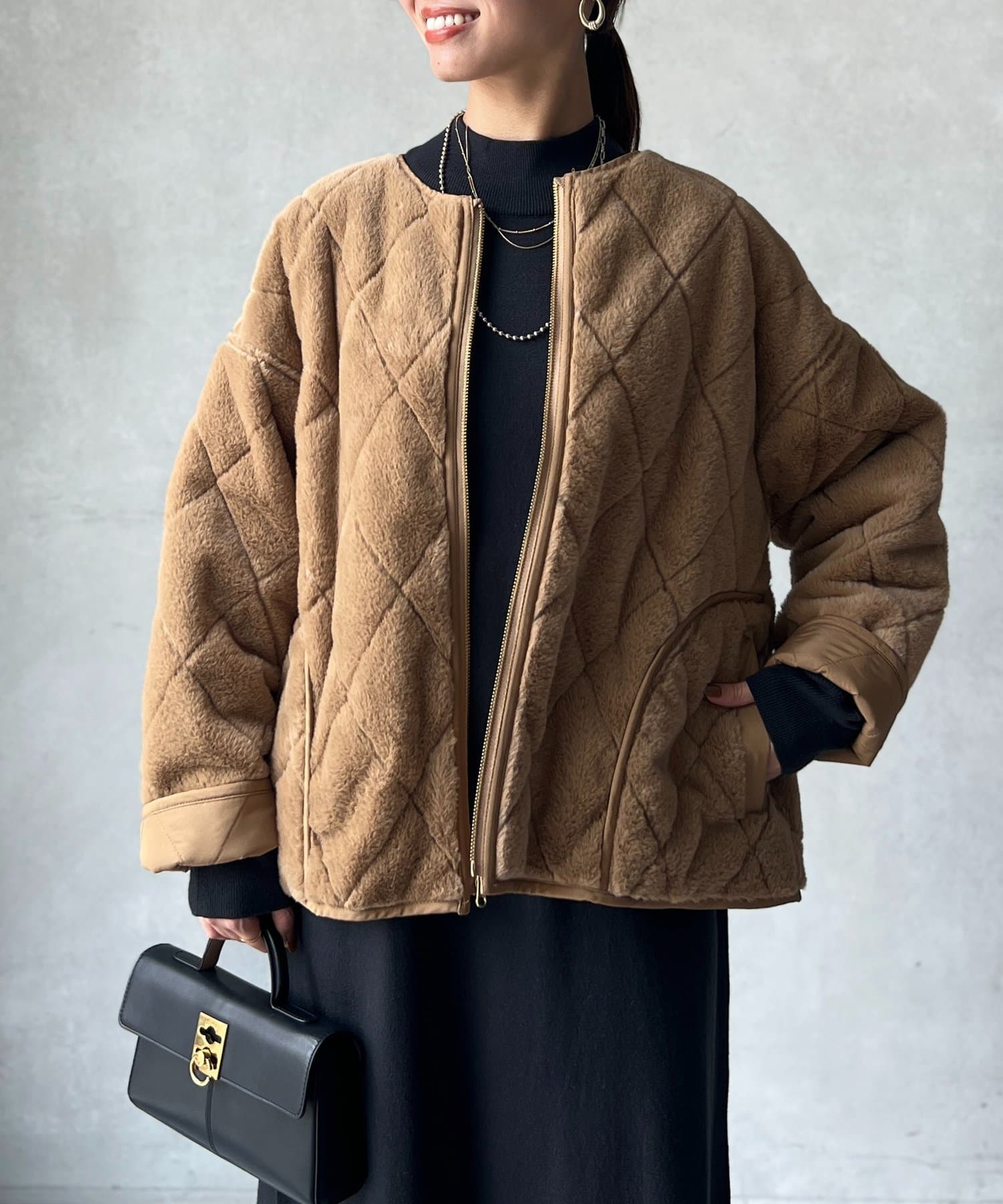 Chez toi(シェトワ) ファー×キルティングリバーシブルジャケット