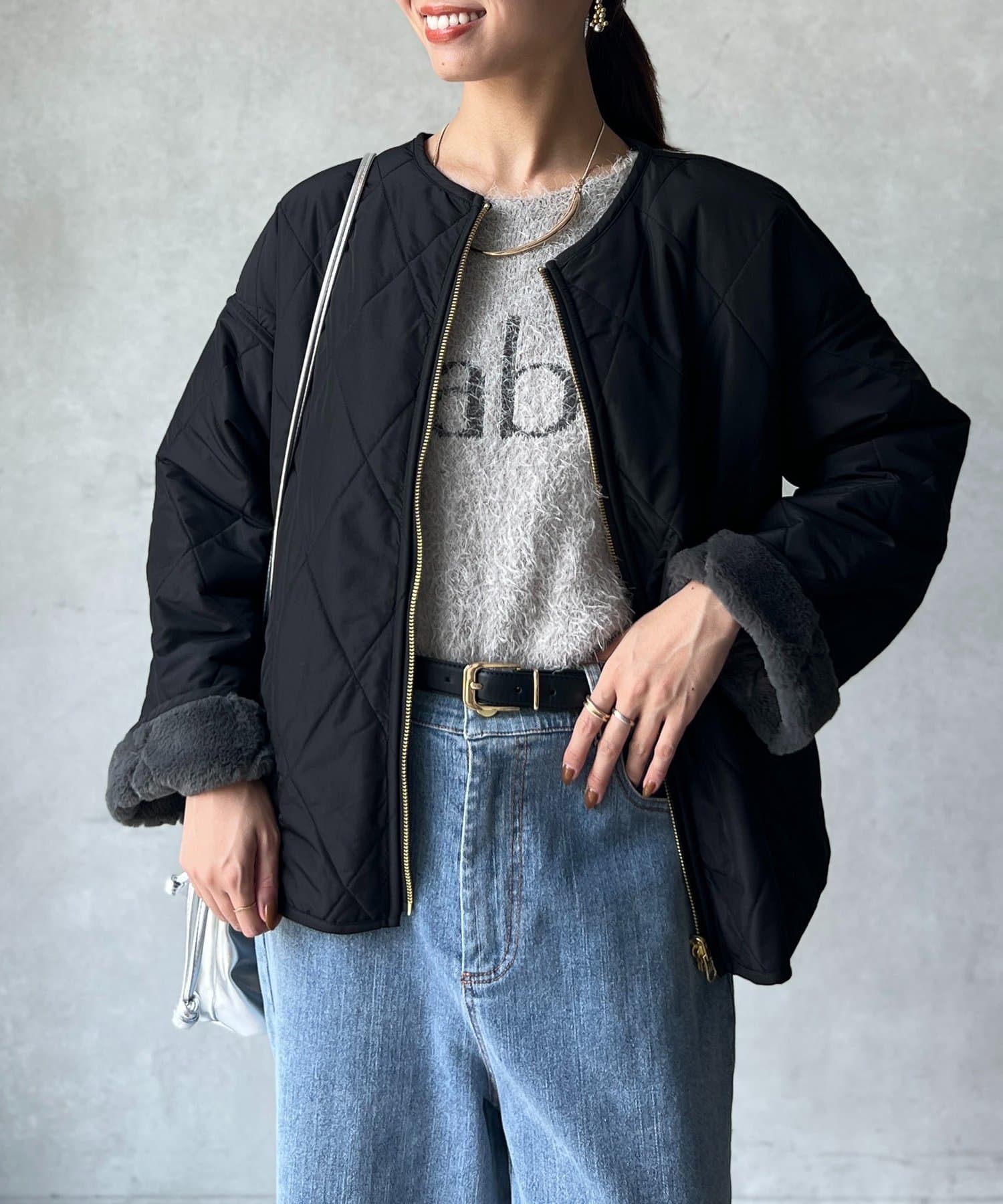 Chez toi(シェトワ) ファー×キルティングリバーシブルジャケット