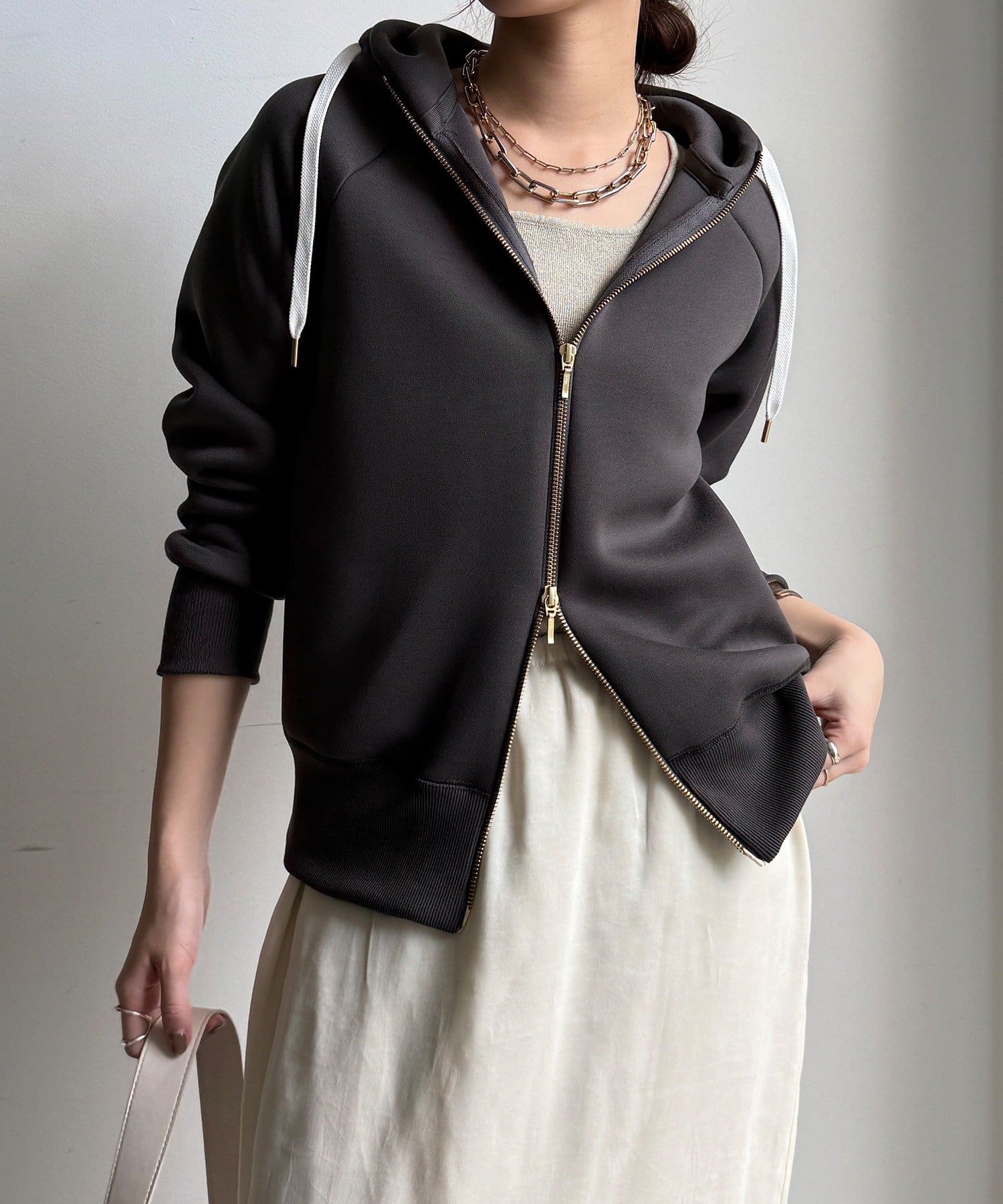 DOUDOU(ドゥドゥ) プラムダンボールジップフーディー