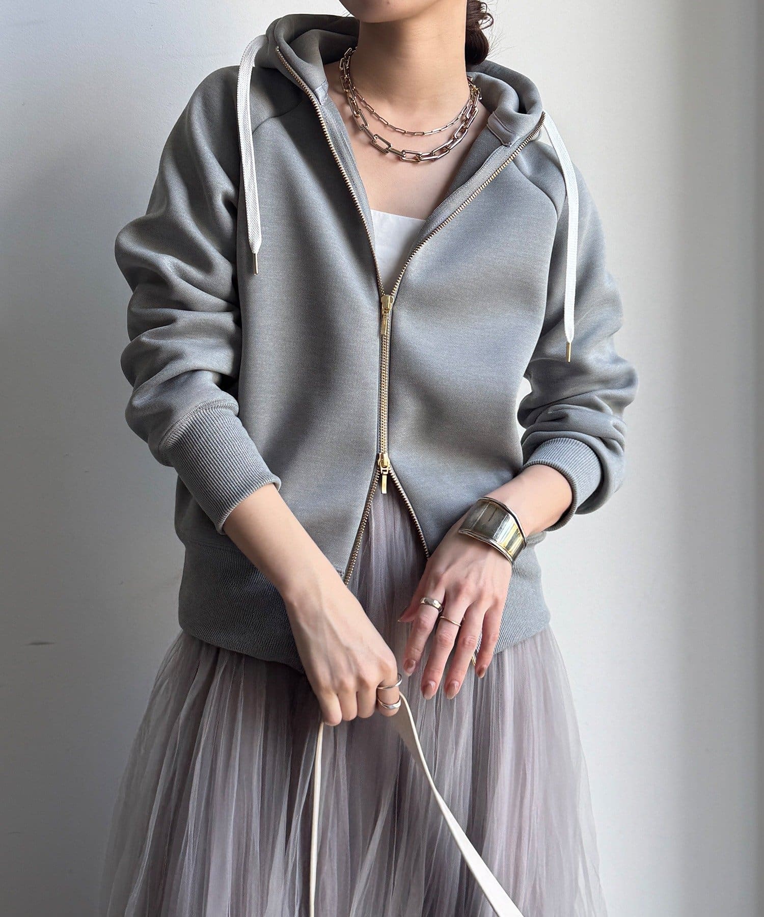 DOUDOU(ドゥドゥ) プラムダンボールジップフーディー