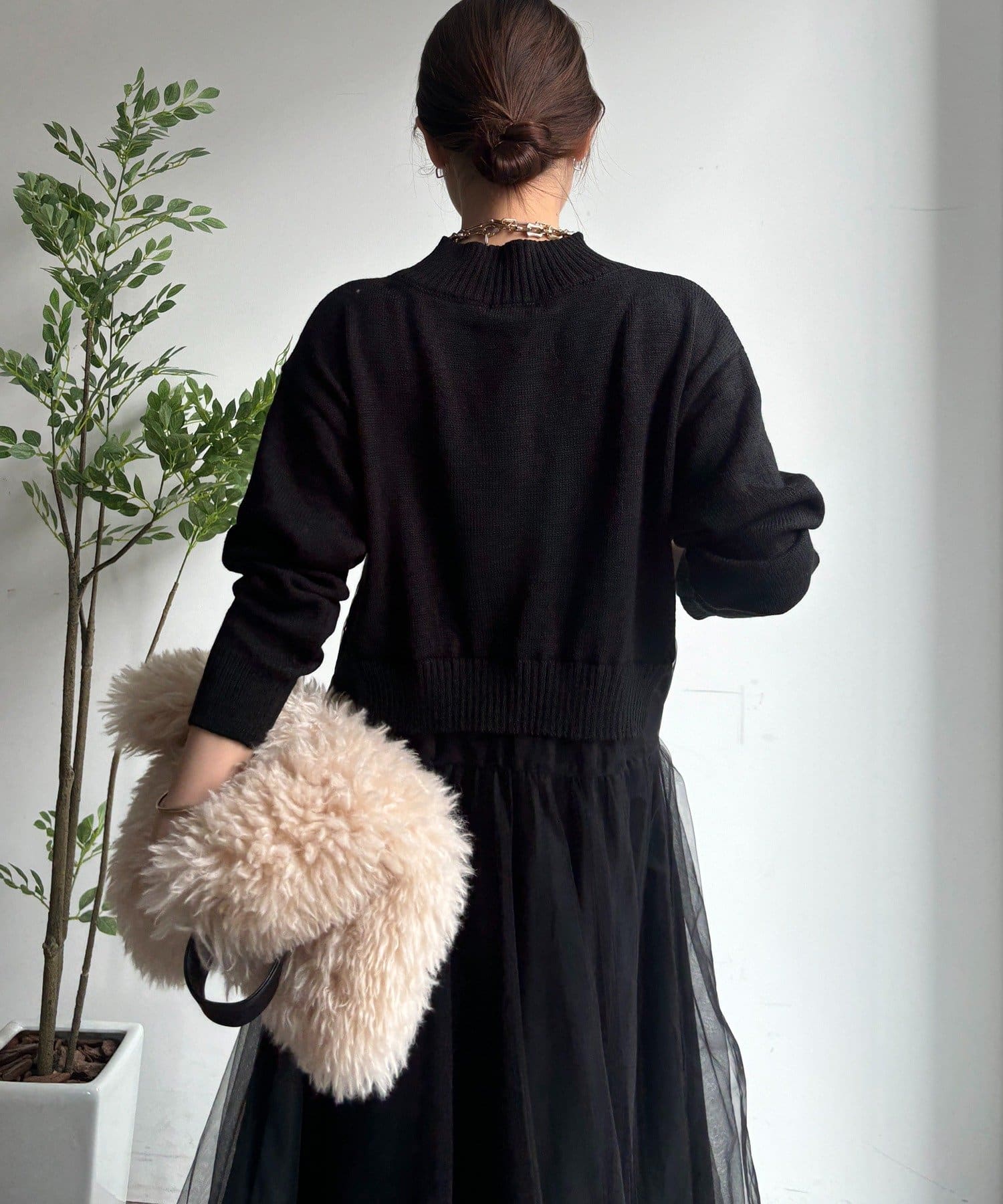 DOUDOU(ドゥドゥ) 【WEB限定】ニット×チュールワンピース