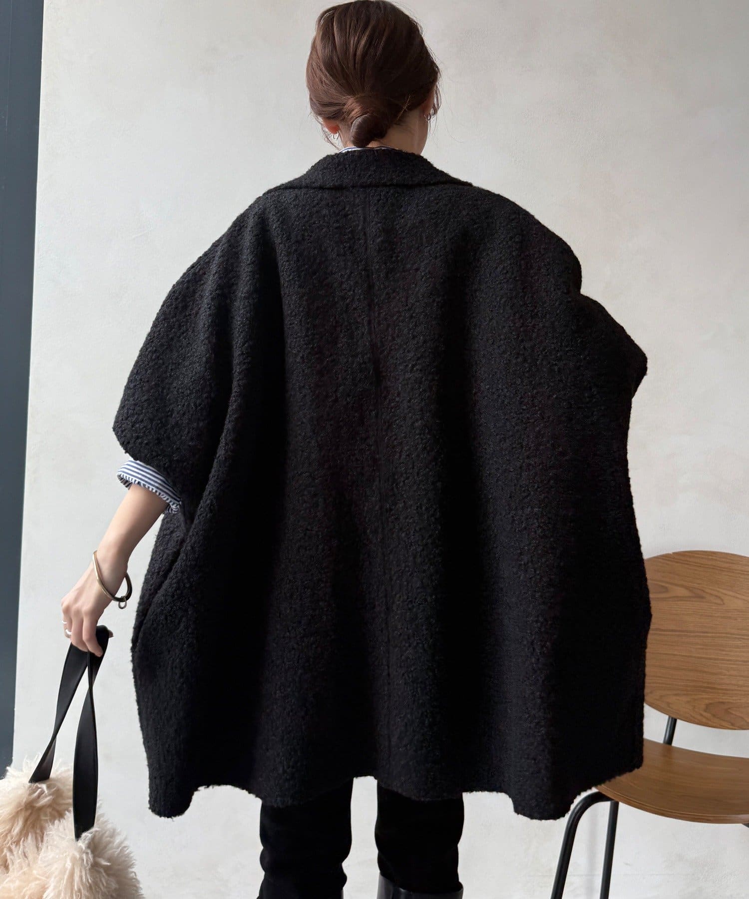 DOUDOU(ドゥドゥ) 【WEB限定】リバーシブルボアスライバーポンチョコート