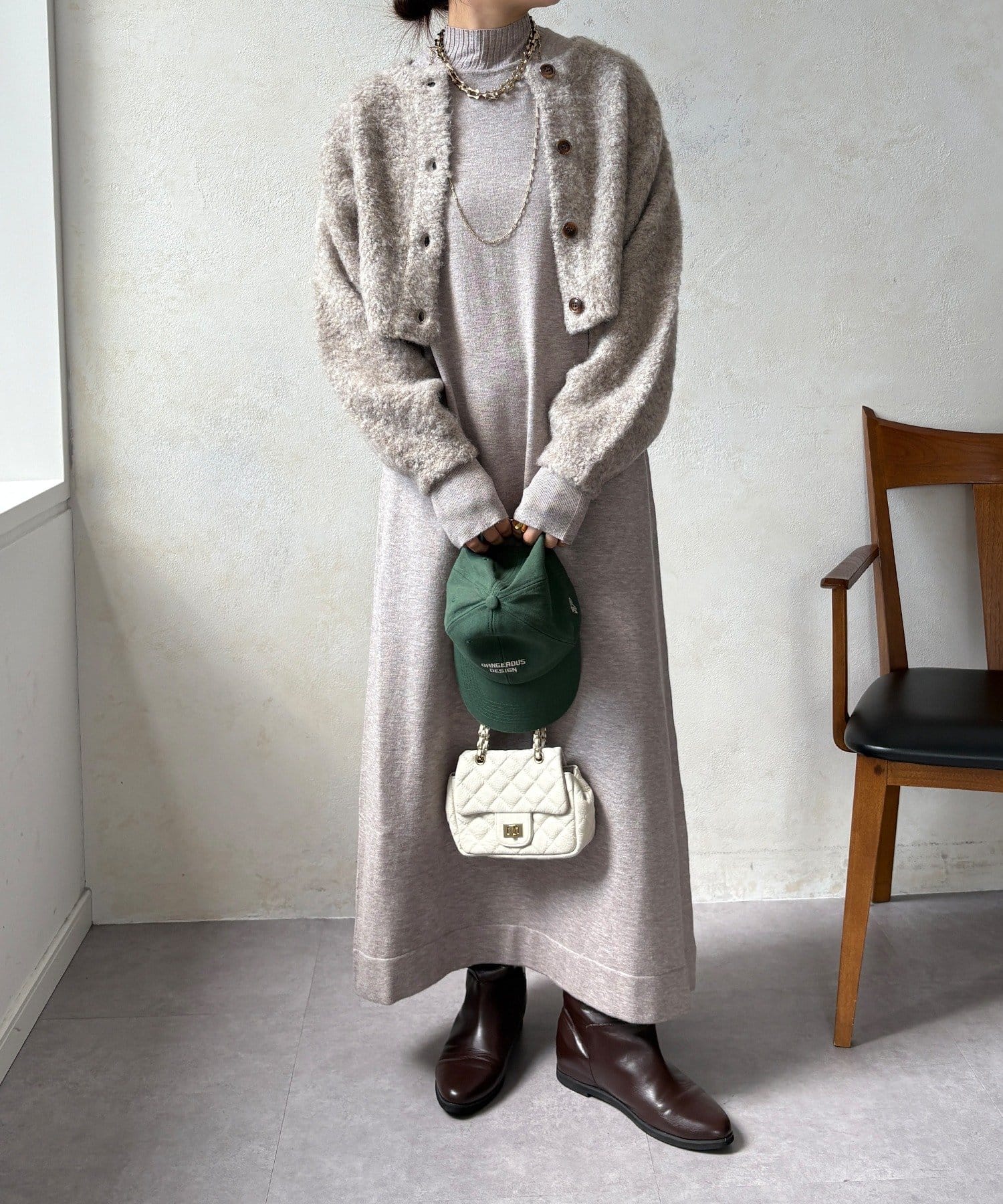 DOUDOU(ドゥドゥ) 【WEB限定】ニットカーデ+ニットワンピースセット