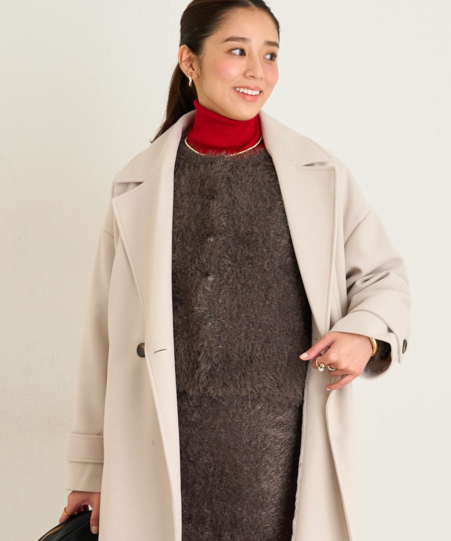 un dix cors(アンディコール) 《セットアップ可・大人フェミニンに》ソフトシャギークリアボタンカーディガン