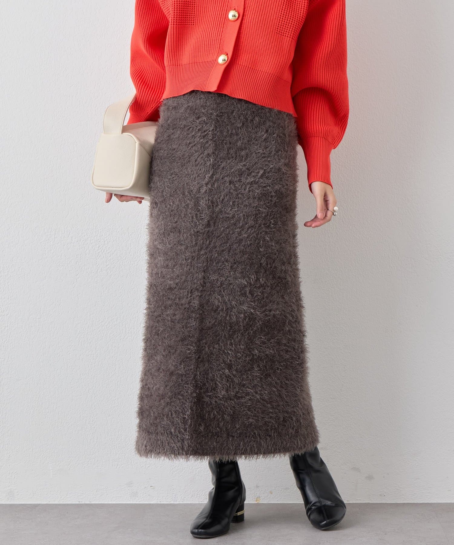 un dix cors(アンディコール) 《セットアップ可》ソフトシャギーバックスリットナロースカート