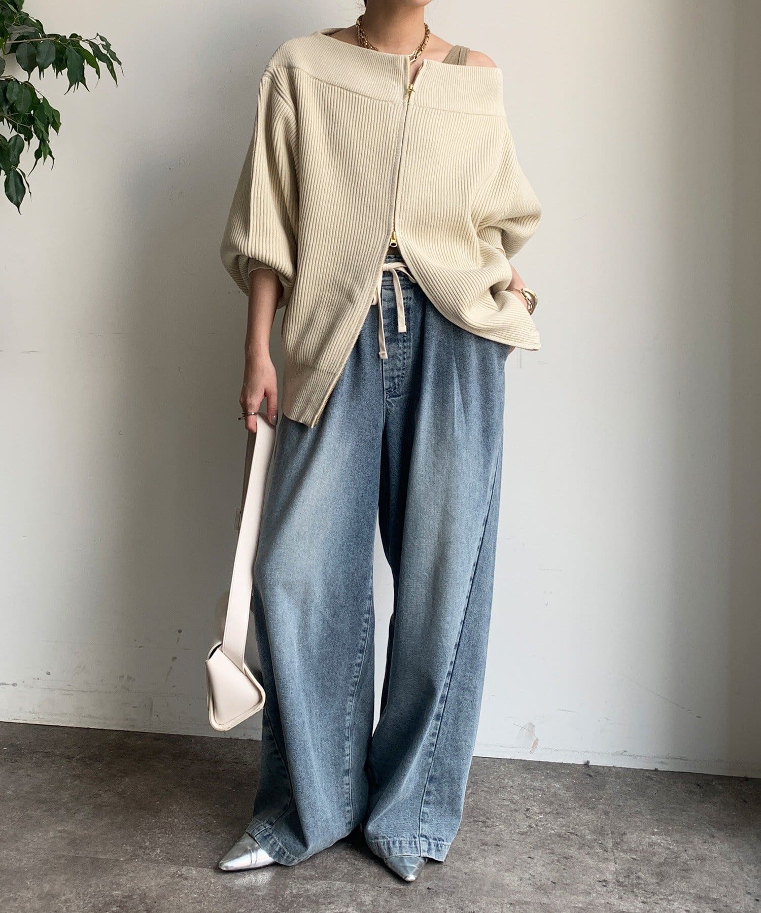 DouDouニット DouDou ニット セーター 前後2WAYラメニットタンク レディース