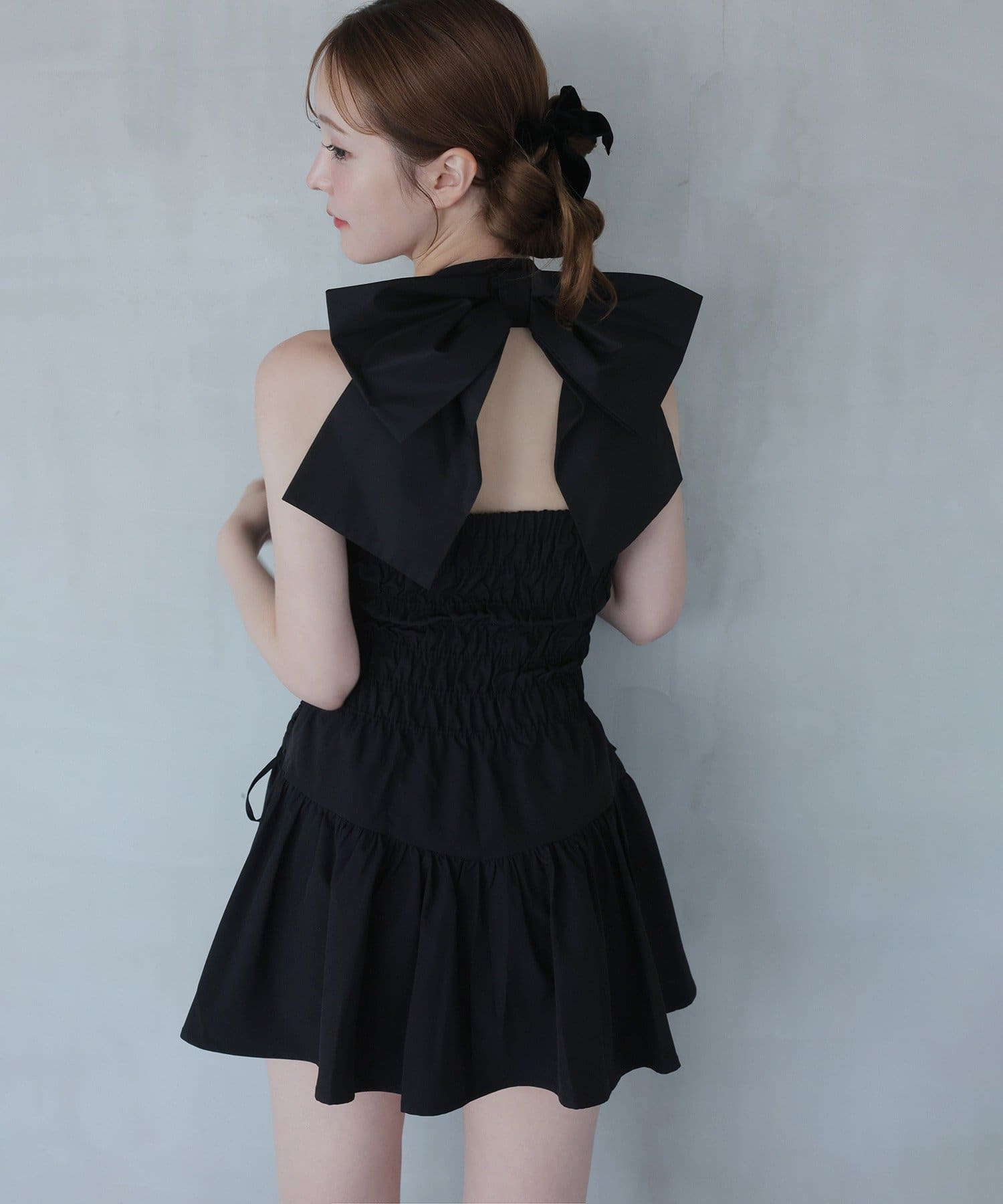 one after another NICE CLAUP(ワンアフターアナザー ナイスクラップ) 【Mode Ribbon Collection】バックリボンミニワンピ