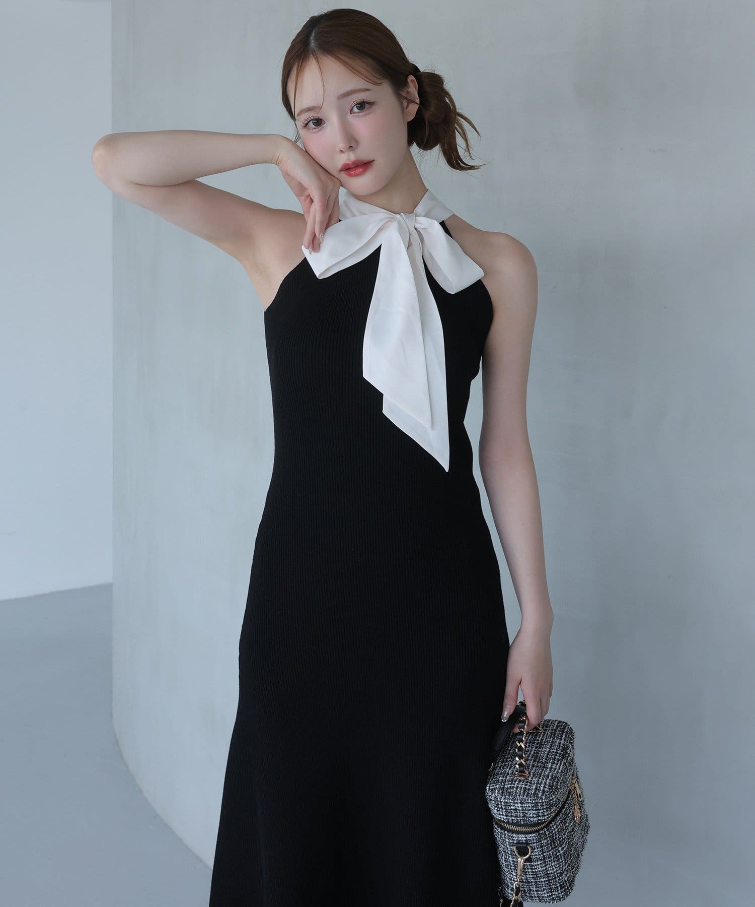 one after another NICE CLAUP(ワンアフターアナザー ナイスクラップ) 【Mode Ribbon Collection】ボウタイアメスリニットワンピ